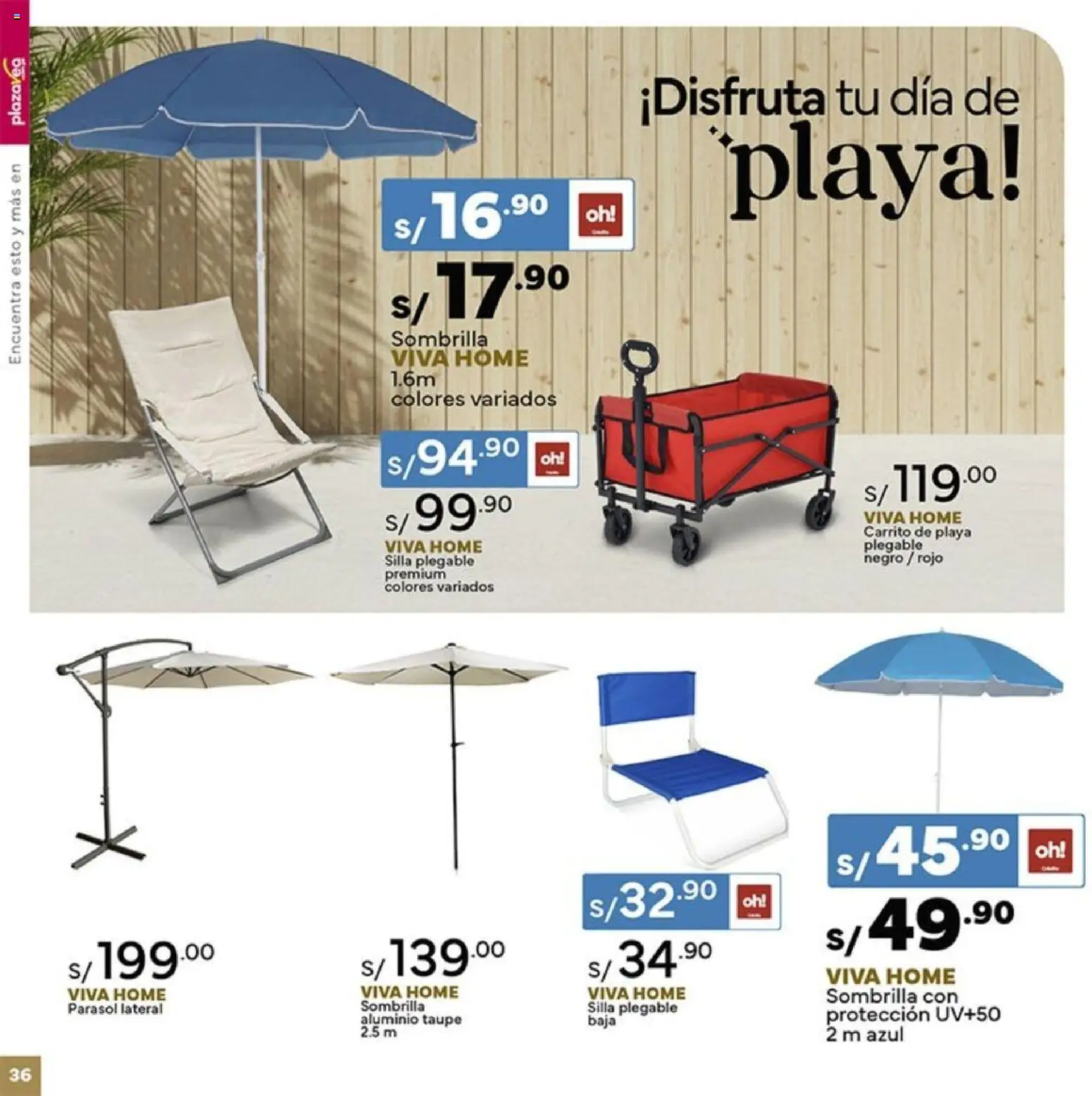 Catálogo Plaza Vea válido desde 26.12.2025 | Página: 36 | Productos: Silla, Sombrilla