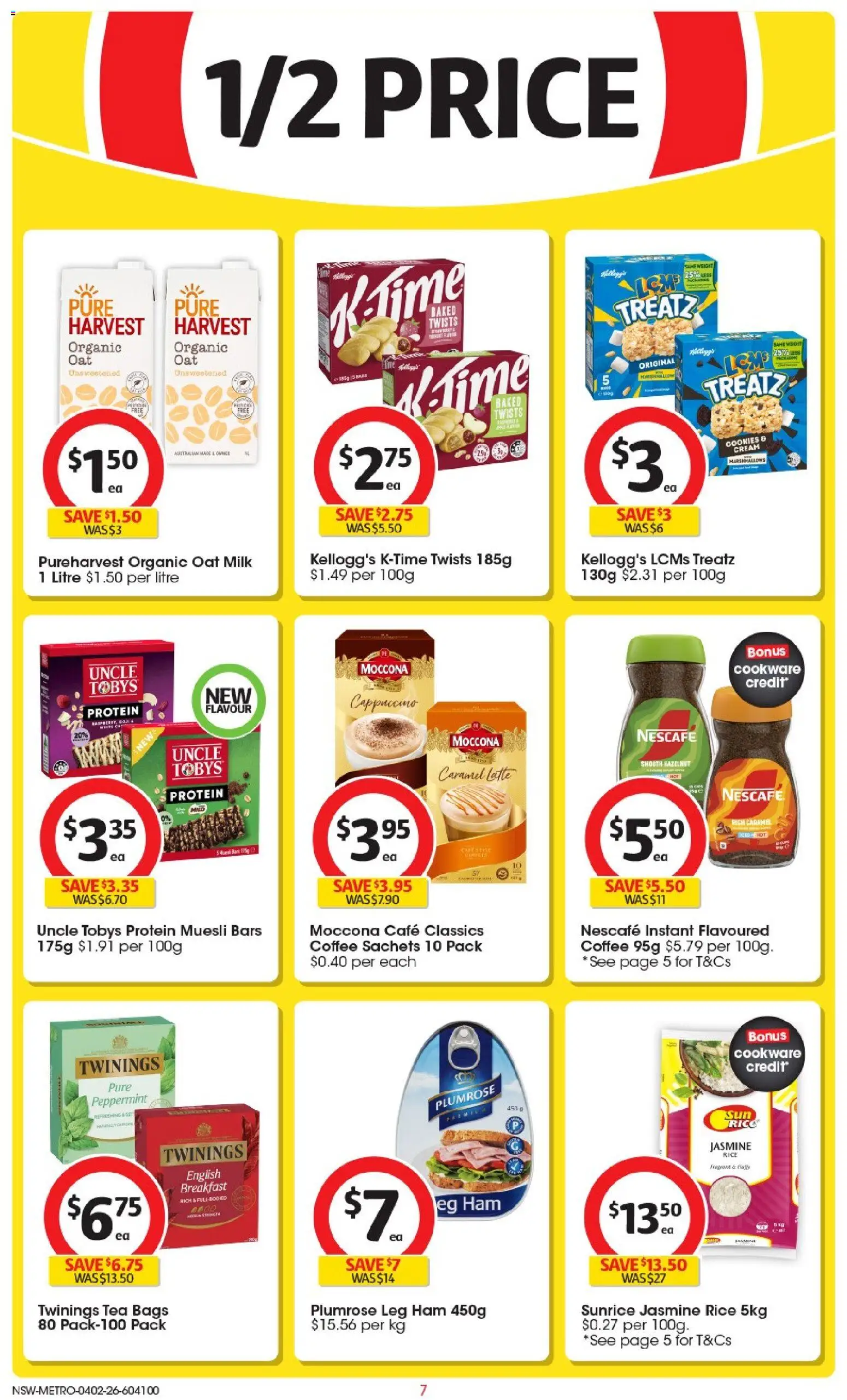 Coles catalogue - valid from 04.02.2026 | Page: 7 | Products: Milk, Ham, Rice, Nescafe