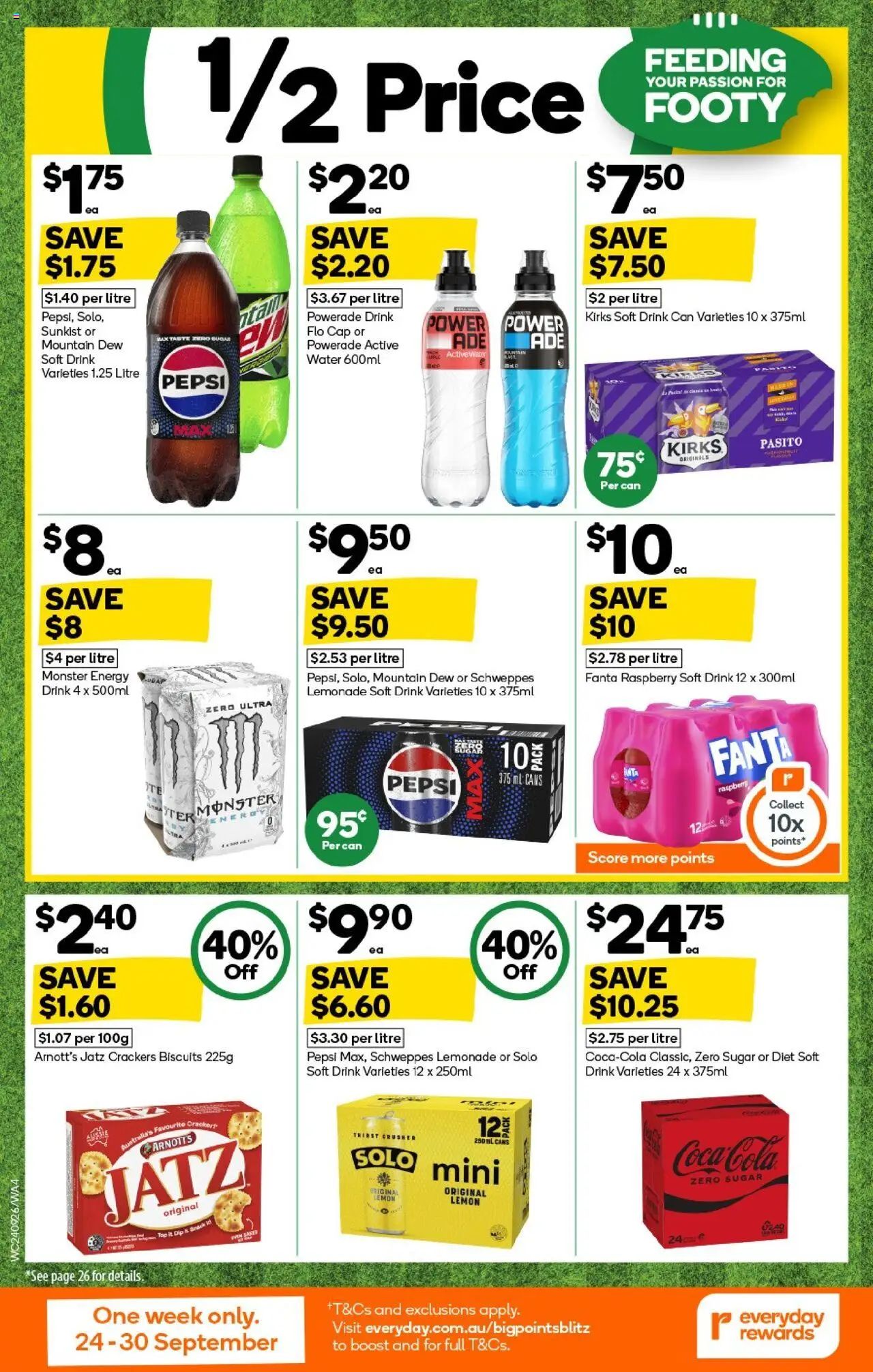 Woolworths catalogue - valid from 24.09.2025 | Page: 4 | Products: Crackers, Coca Cola, Water, Sugar