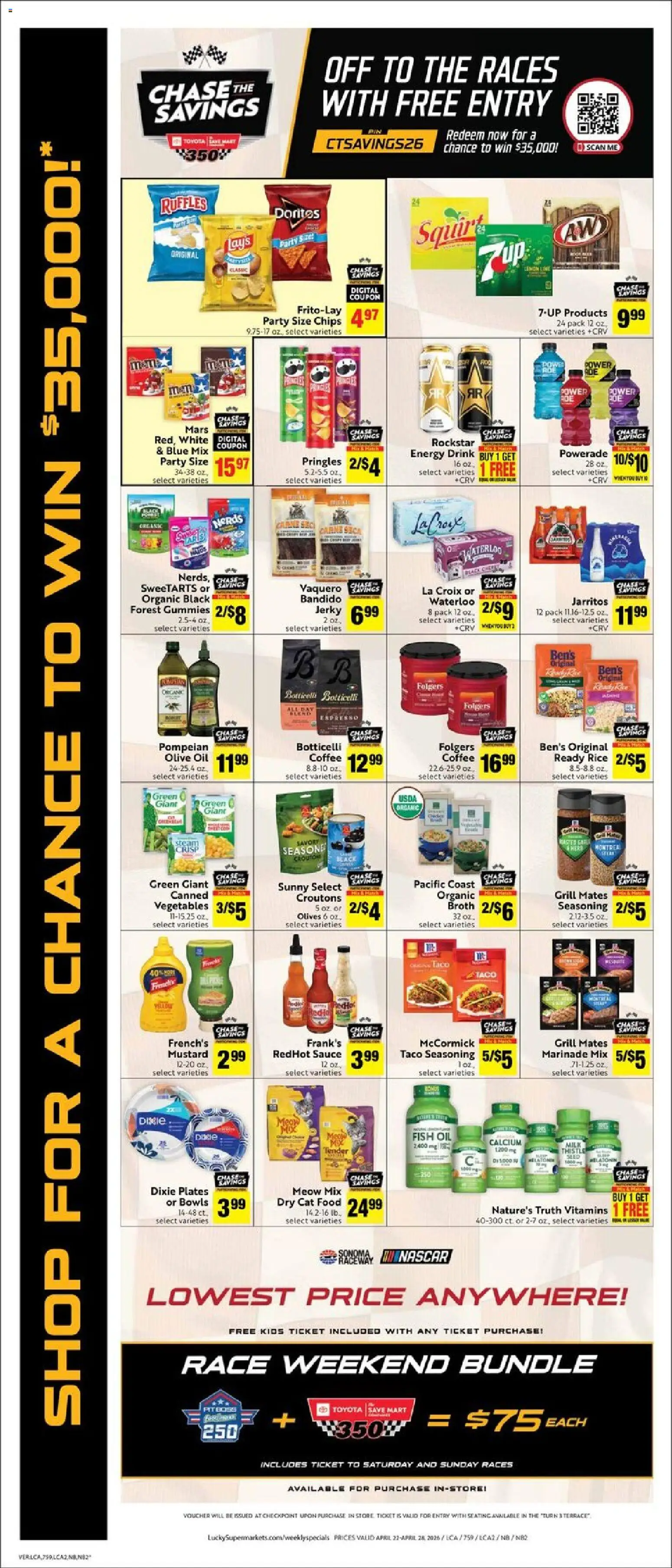 Lucky Supermarkets Weekly Ad - valid from 22.04.2026 | Page: 4 | Products: Cat Food, Milk, Oil, Chips