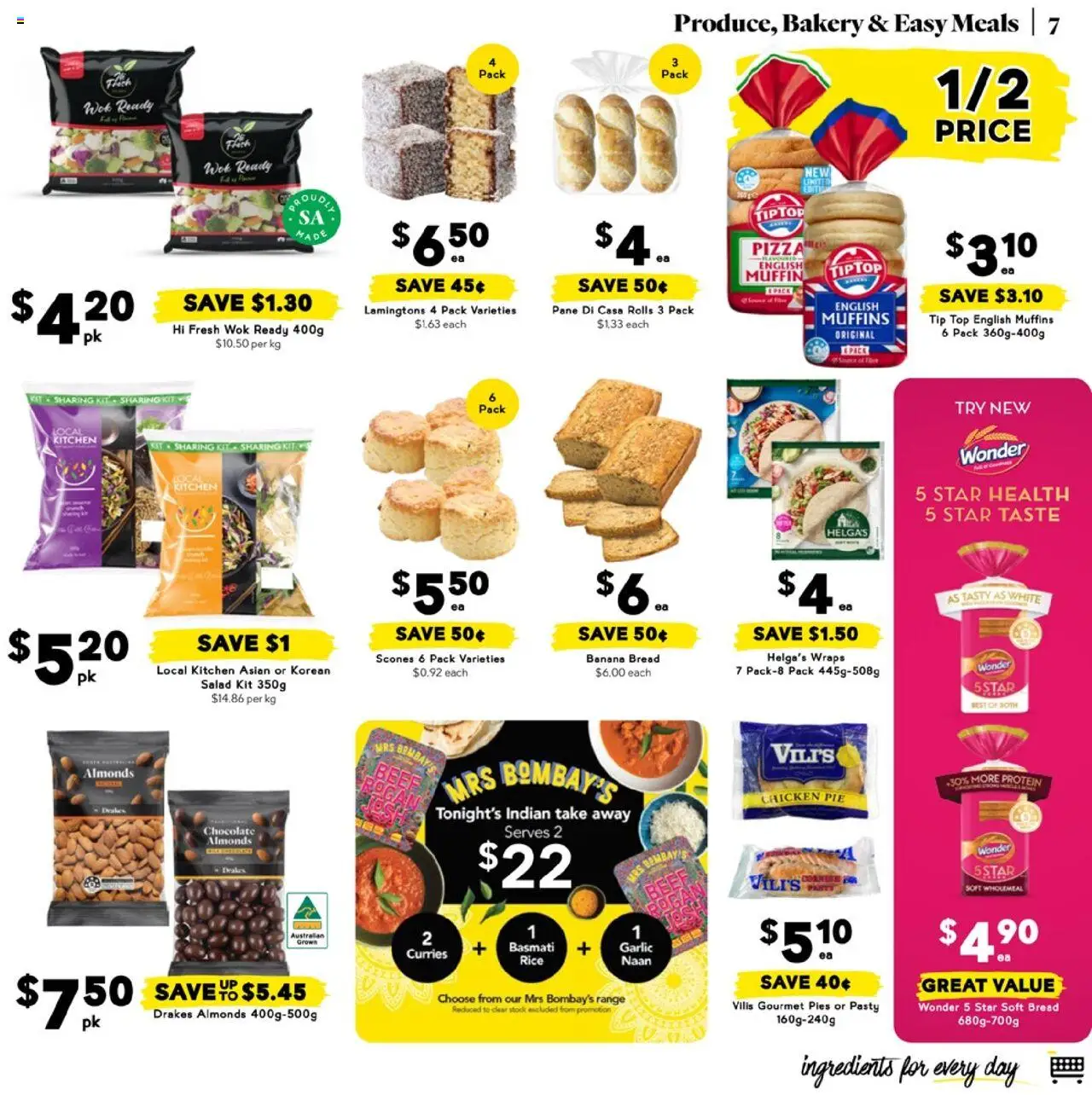 Drakes catalogue - valid from 25.06.2025 | Page: 7 | Products: Almonds, Muffins, Salad, Lamingtons