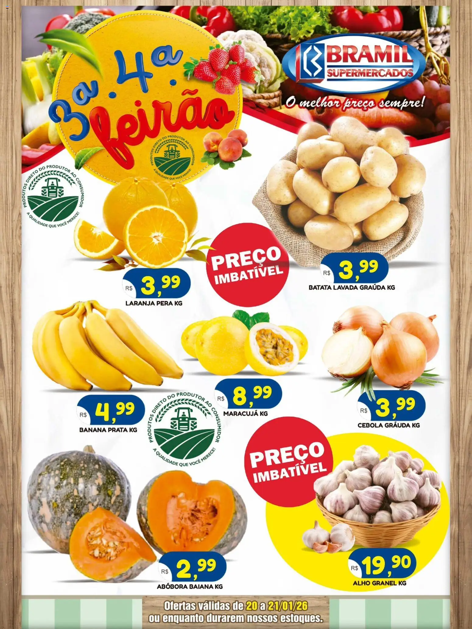 Bramil Supermercados Folheto - válido de 20.01.2026 | Página: 1 | Produtos: Pera, Abóbora, Alho, Cebola