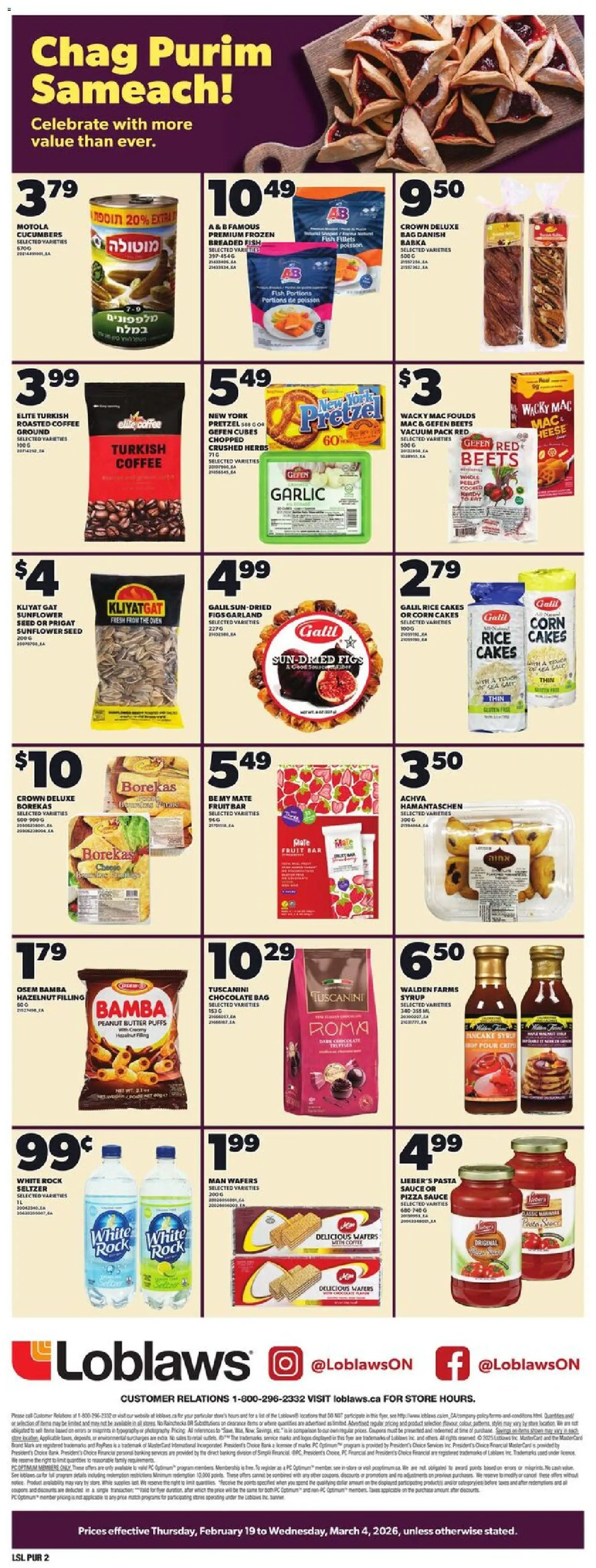 Loblaws flyer valid from 19.02.2026 | Page: 2 | Products: Fish, Cucumbers, Bag, Coffee