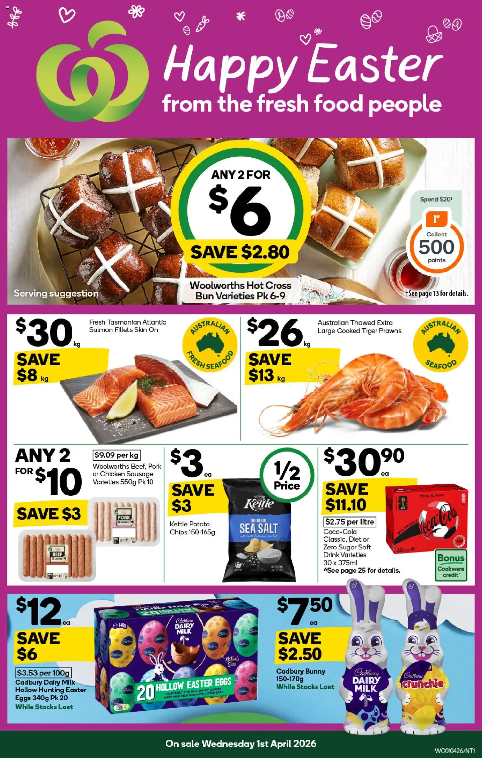 Woolworths catalogue - valid from 01.04.2026 | Page: 1 | Products: Milk, Dairy, Cookware, Salmon