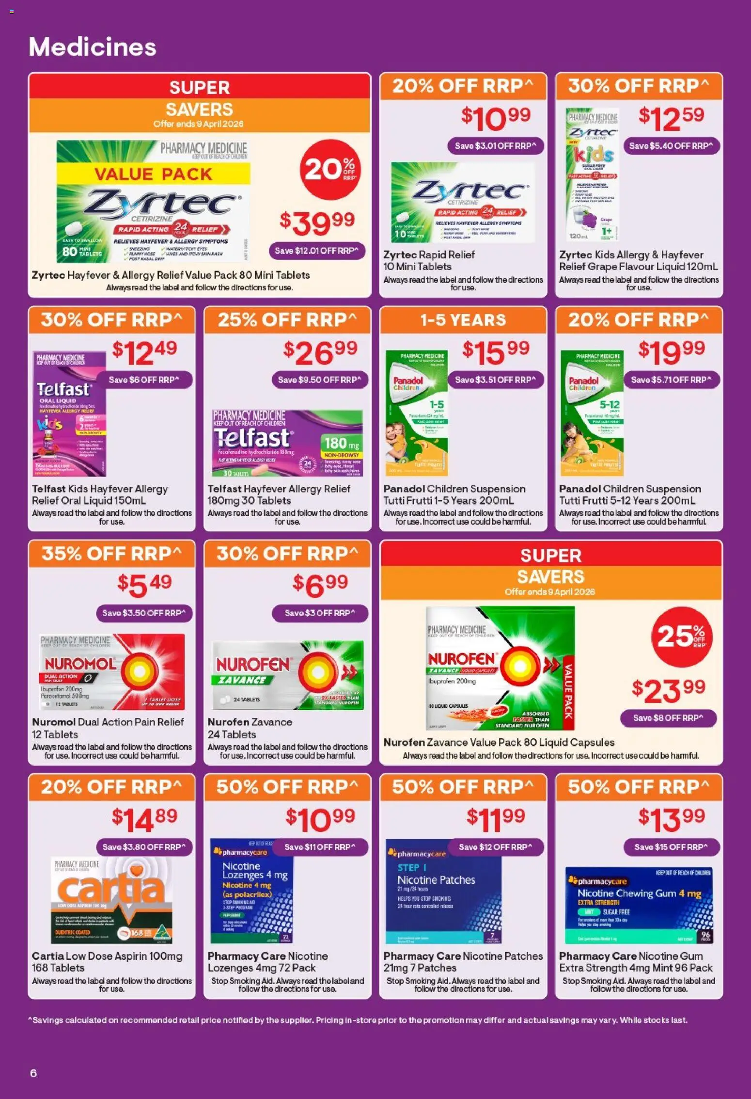 Discount Drug Stores catalogue - valid from 19.03.2026 | Page: 6 | Products: Gum, Sugar, Pain relief, Allergy