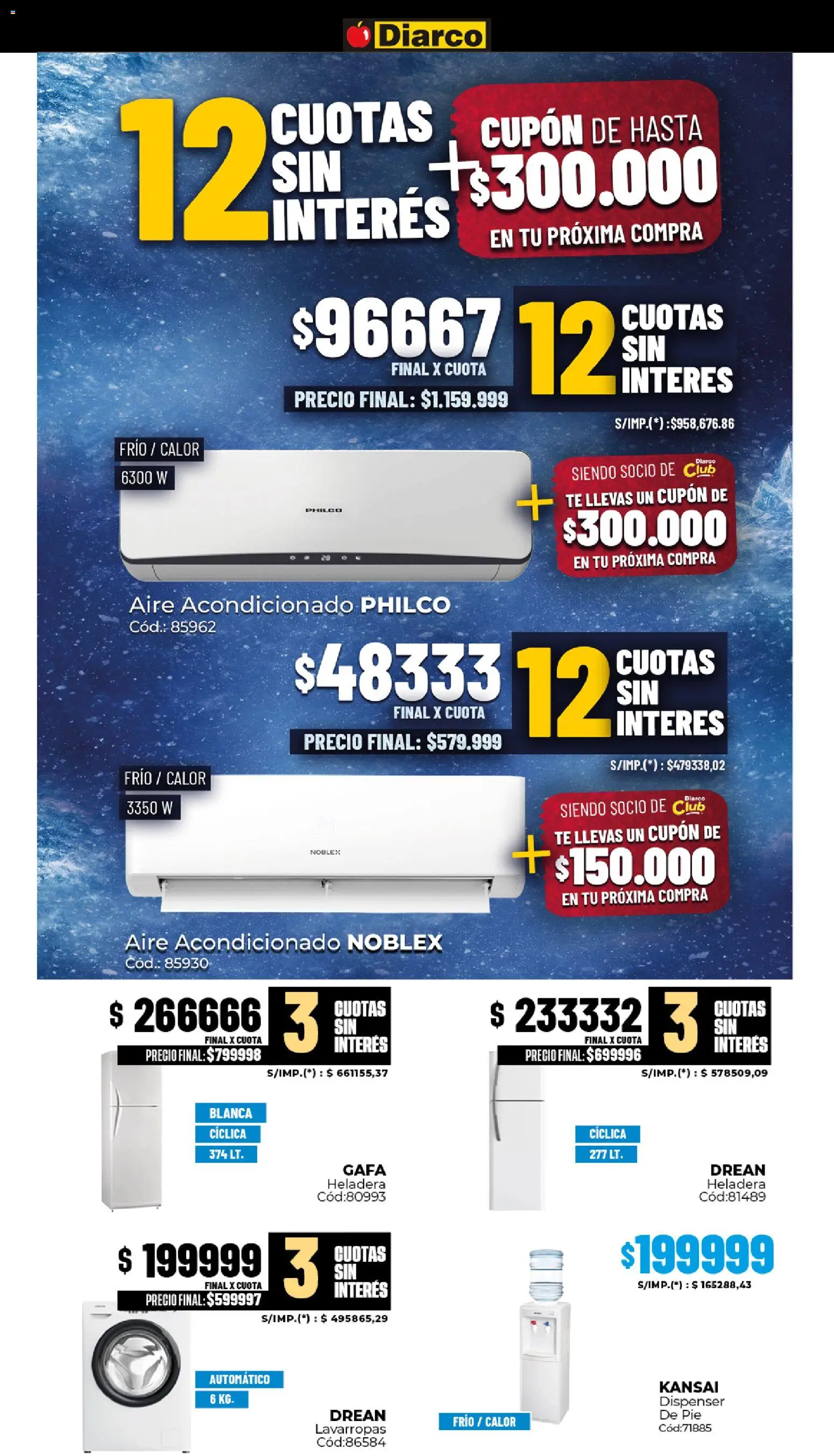 Diarco ofertas │ válido desde el 16.03.2026 | Página: 20 | Productos: Aire acondicionado, Lavarropas, Heladera, Té