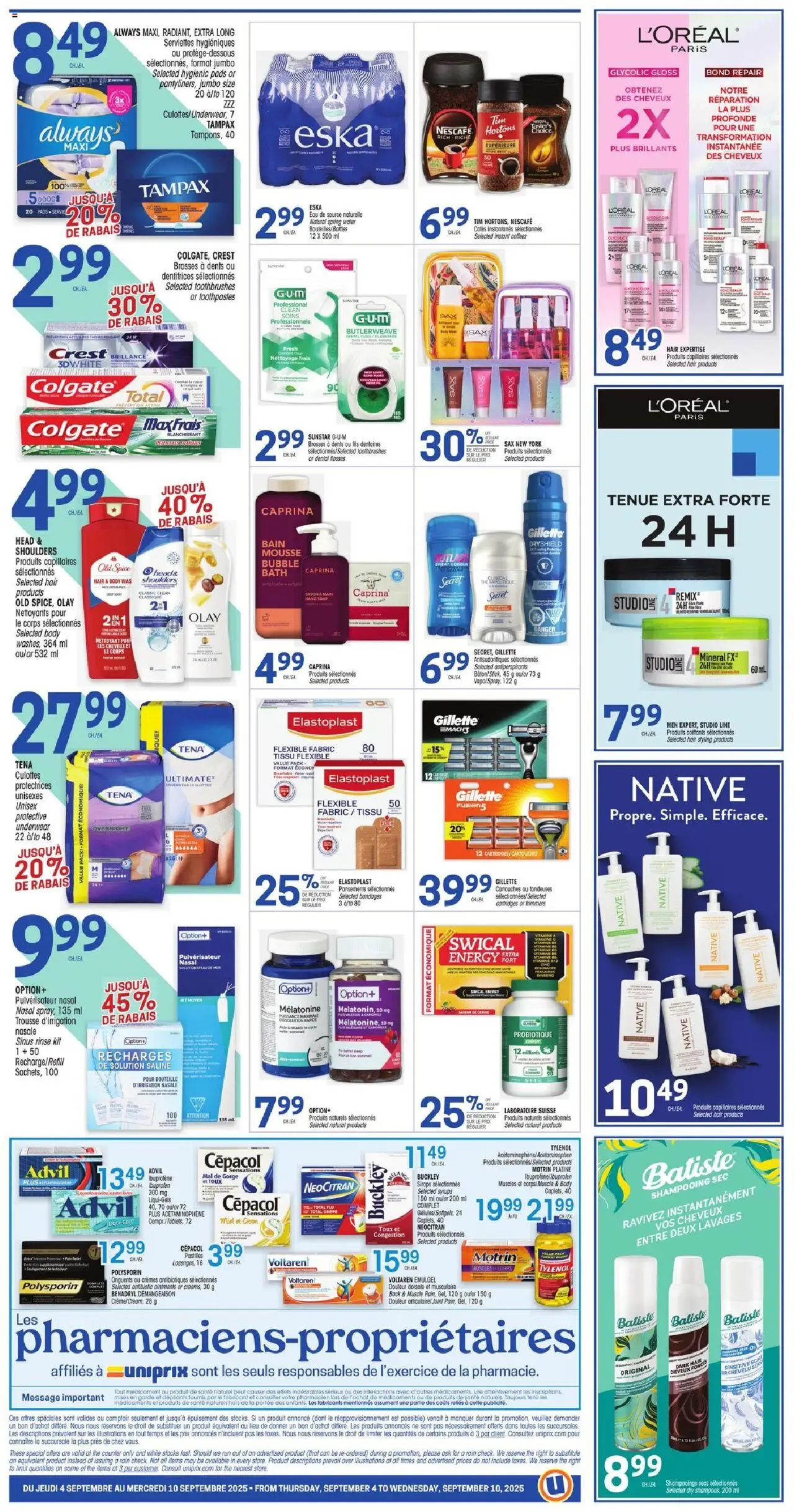 Uniprix flyer valid from 04.09.2025 | Page: 2 | Products: Soap, Bath, Underwear