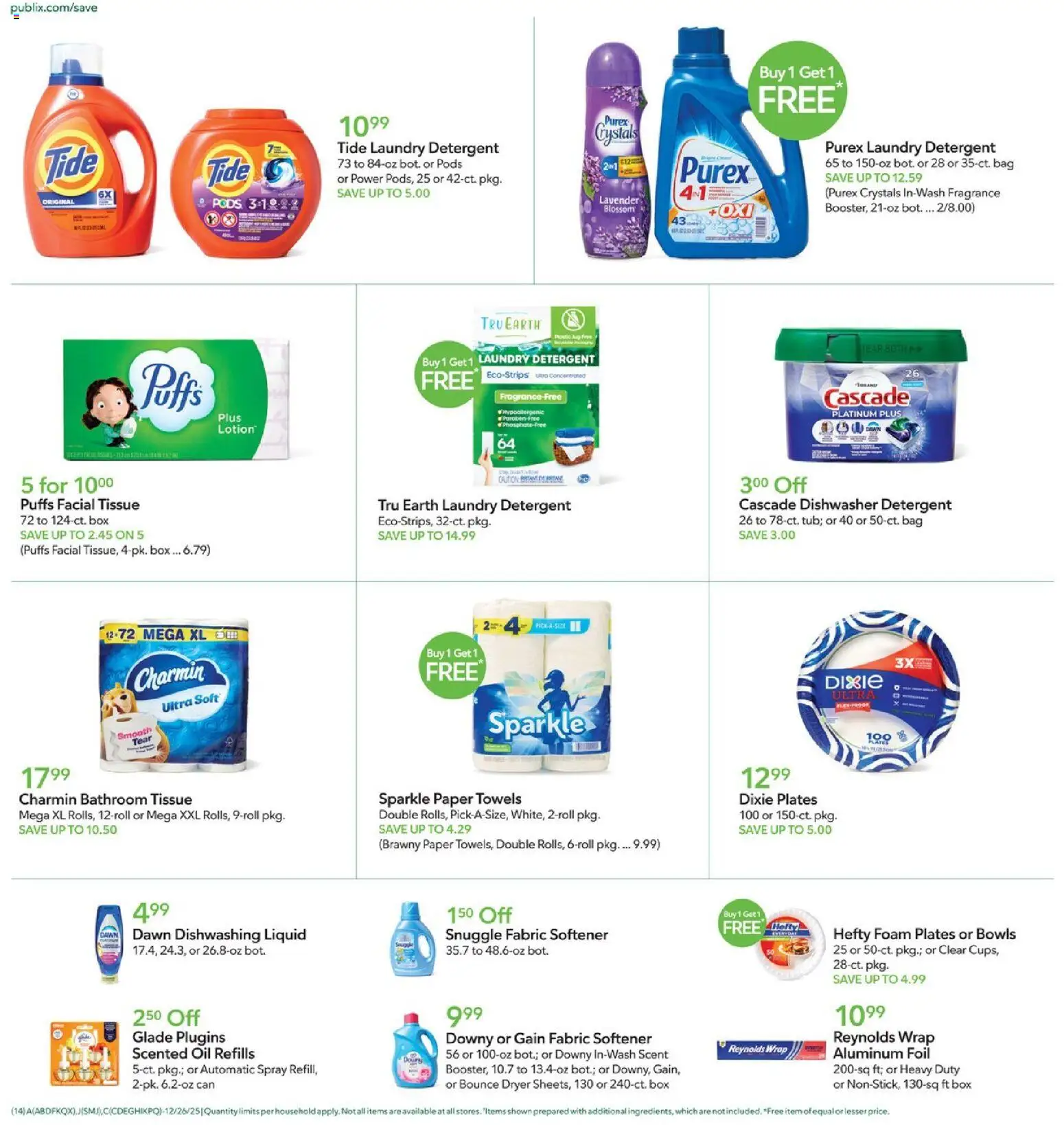 Publix Weekly Ad - valid from 26.12.2025 | Page: 14 | Products: Fragrance, Fabric softener, Bag, Dryer