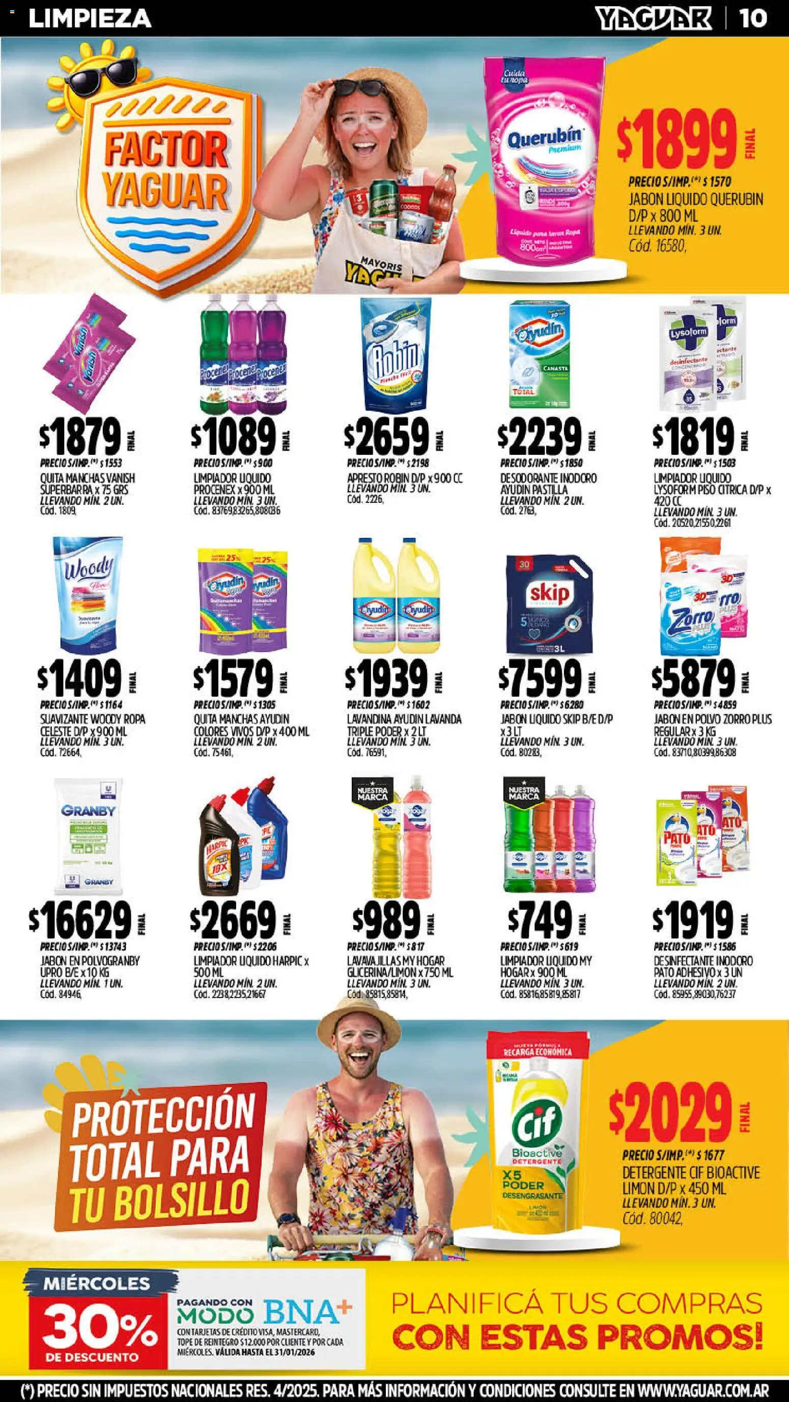 Yaguar catálogo │ válido desde el 19.01.2026 | Página: 10 | Productos: Lavavajillas, Jabón en polvo, Limón, Limpiador
