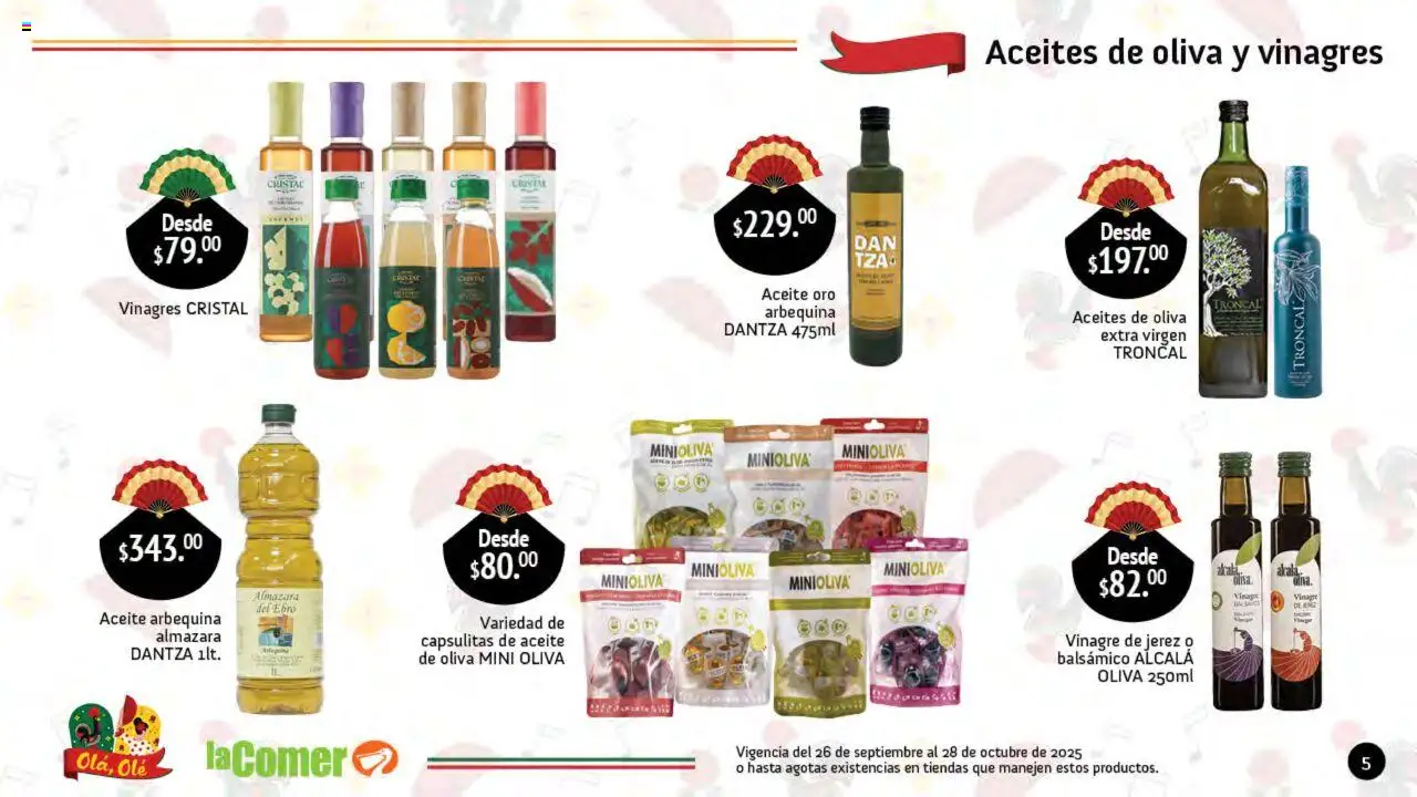 Nuevas ofertas de La Comer válidas en toda la República Mexicana desde el 26.09.2025. ¡Encuentra las mejores ofertas en La Comer folleto Olá, Olé! | Página: 5 | Productos: Vinagre, Aceite