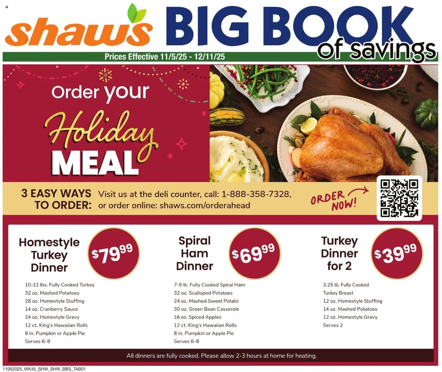Shaw's Big Book of Savings - valid from 05.11.2025 | Page: 1 | Products: Ham, Sauce, Pumpkin, Apple Pie