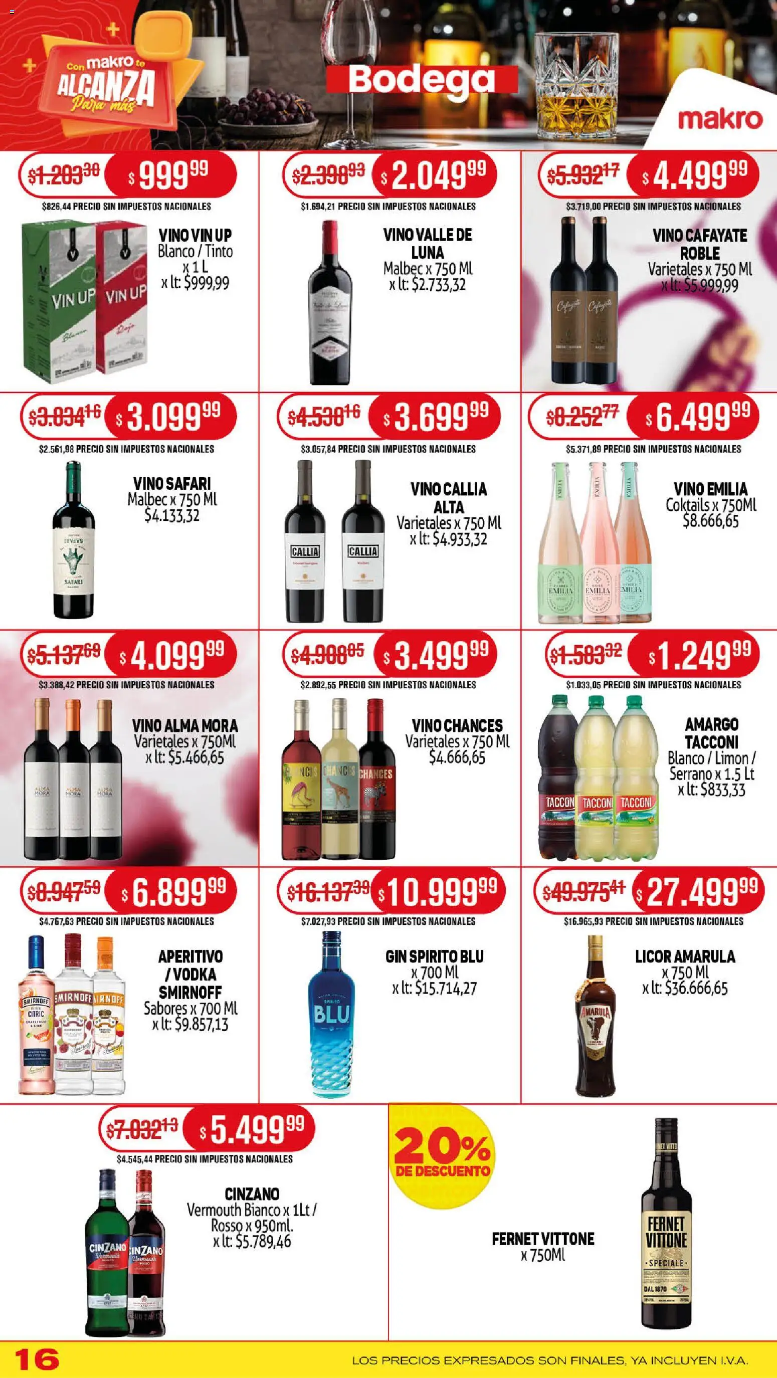 Makro ofertas │ válido desde el 13.11.2025 | Página: 16 | Productos: Vodka, Fernet, Vino, Té