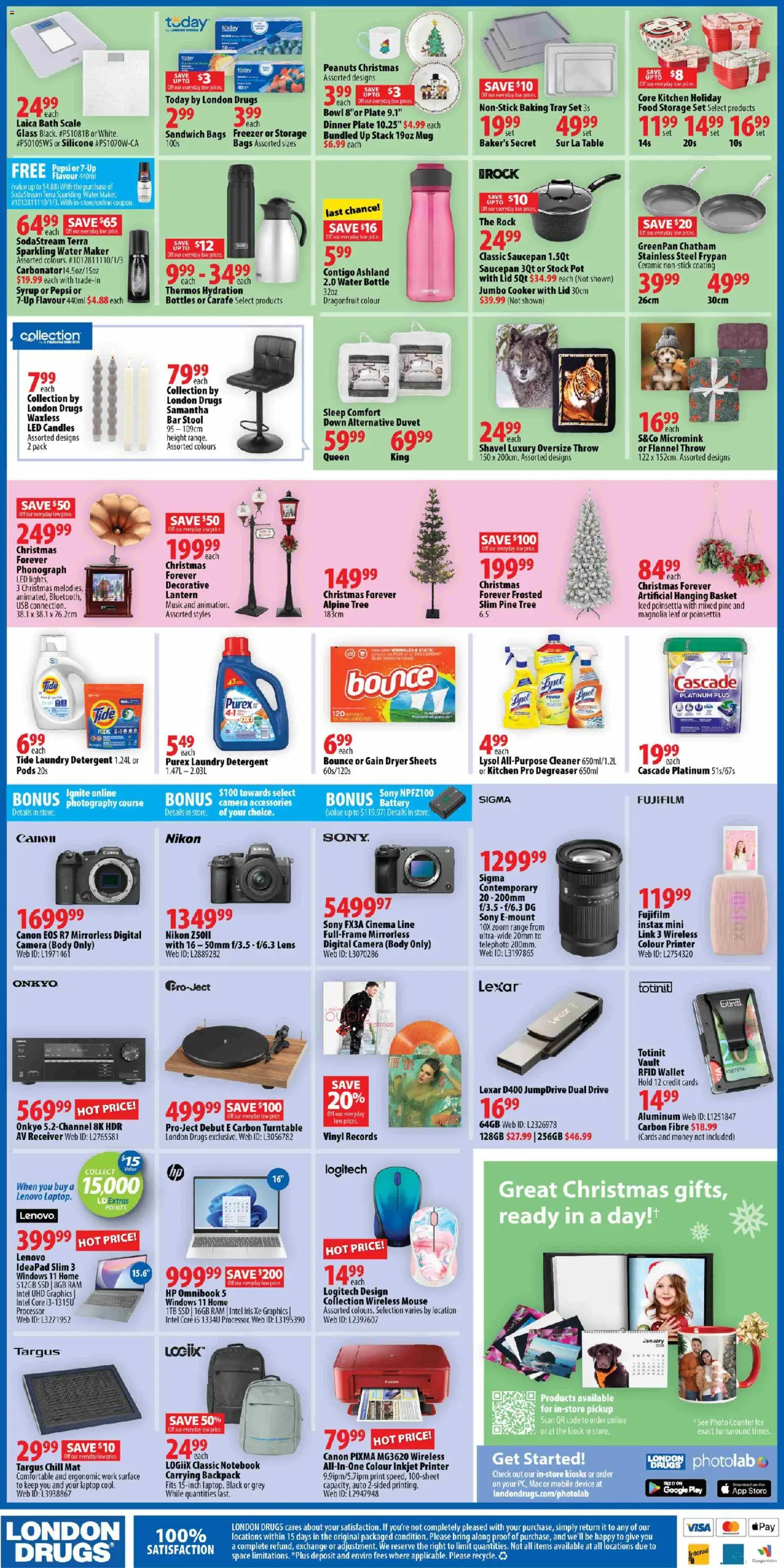 London Drugs flyer valid from 05.12.2025 | Page: 4 | Products: Backpack, Wallet, Printer, Dryer