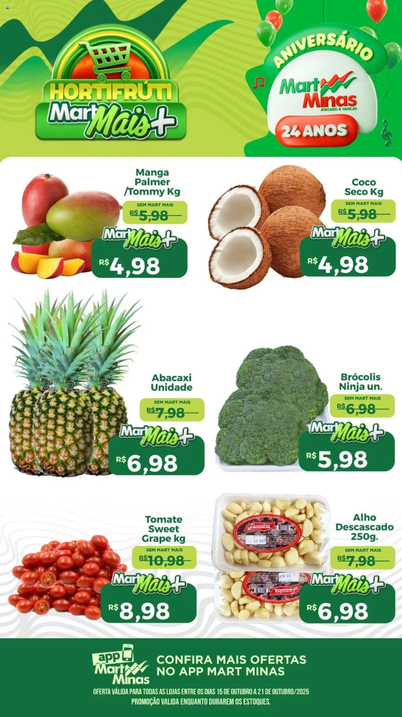 Mart Minas Folheto - válido de 15.10.2025 | Página: 1 | Produtos: Coco, Alho, Abacaxi, Brócolis