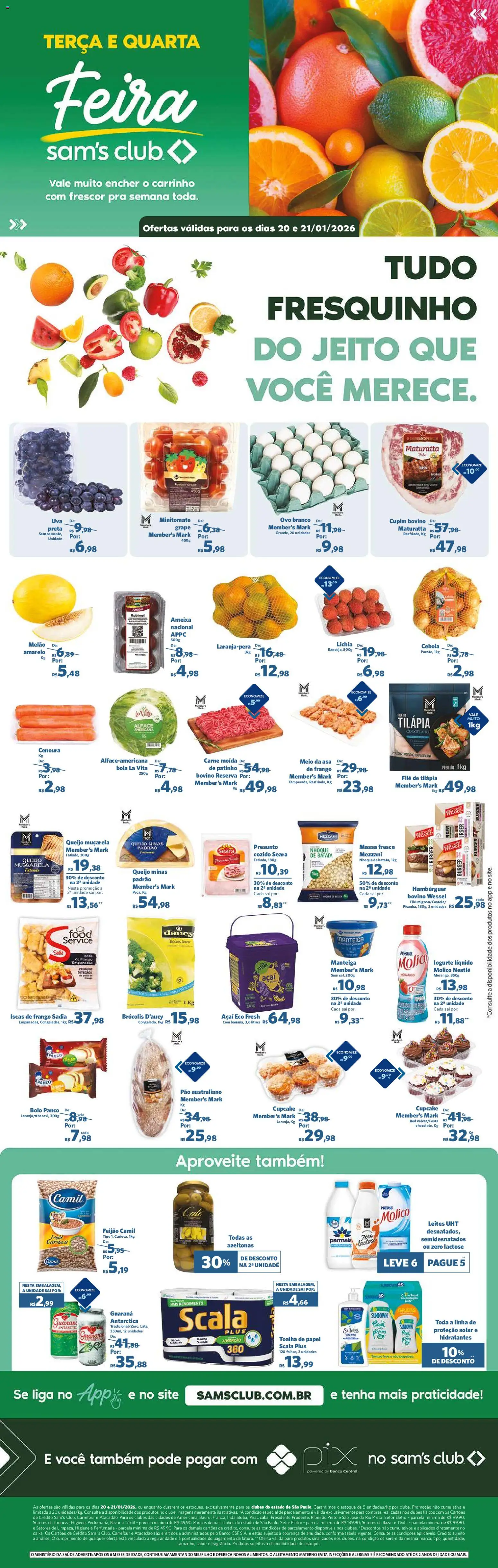 Sam's Club Folheto - válido de 20.01.2026 | Página: 1 | Produtos: Azeitonas, Feijão, Queijo, Hambúrguer