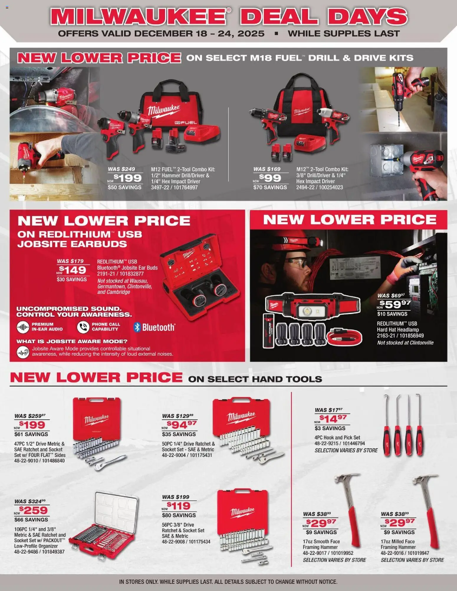 Mills Fleet Farm In Store Only Ad - valid from 18.12.2025 | Page: 4 | Products: Socket, Hard Hat, Hat, Audio