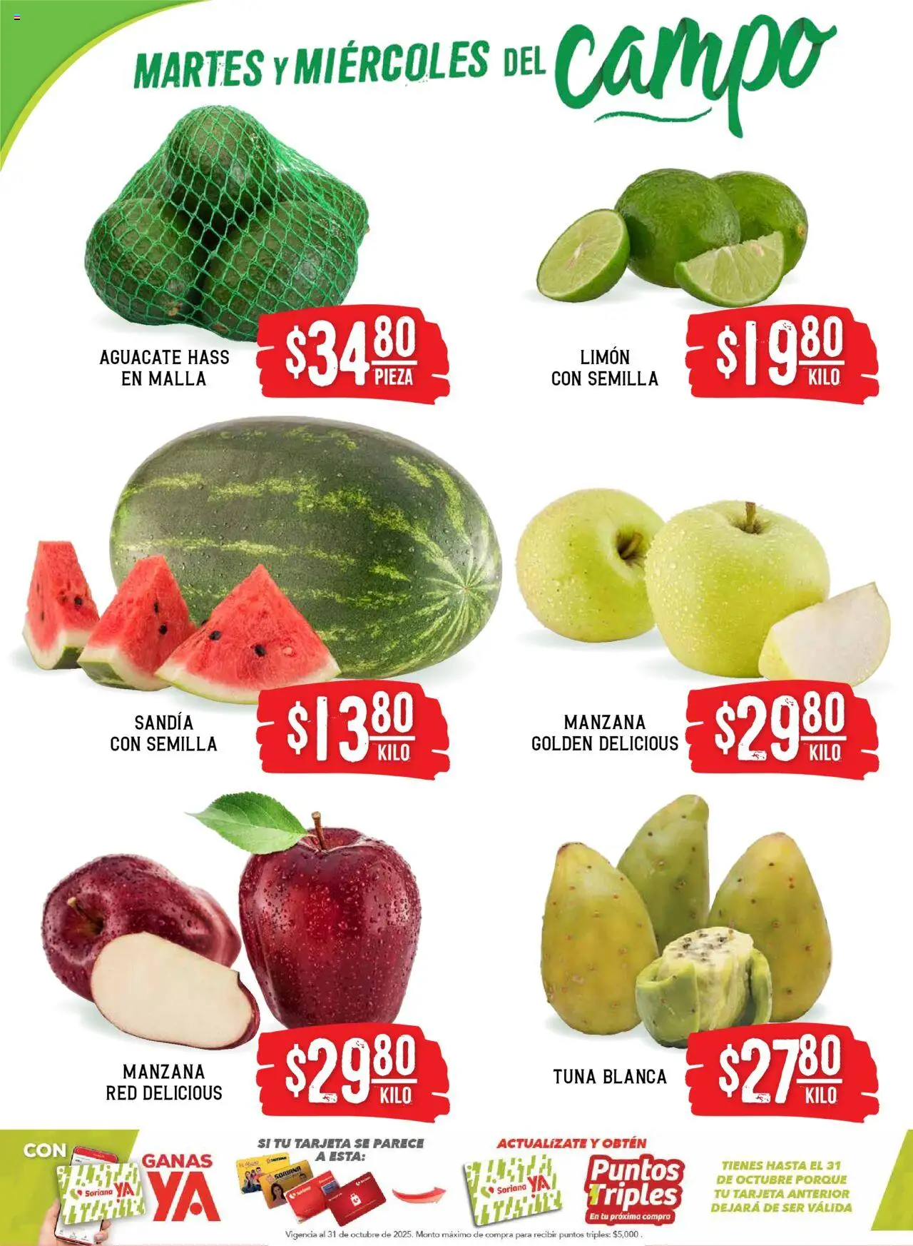 Nuevas ofertas de Soriana válidas en toda la República Mexicana desde el 09.09.2025. ¡Encuentra las mejores ofertas en Soriana - Folleto! | Página: 2 | Productos: Sandía, Limón, Aguacate, Malla