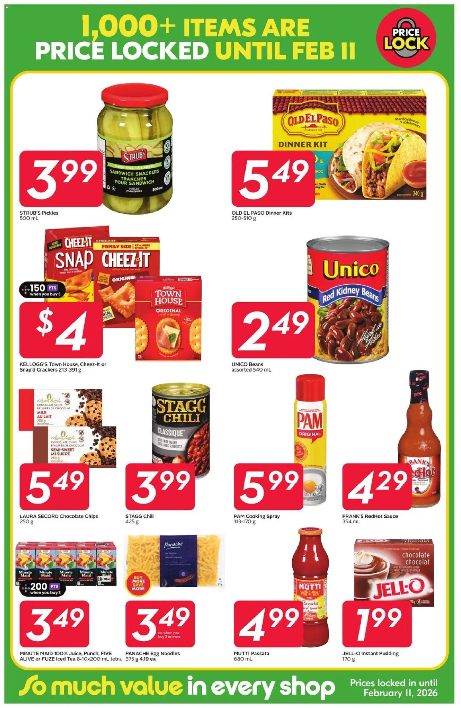 Sobeys flyer valid from 01.01.2026 | Page: 4 | Products: Noodles, Chips, Milk, Chocolate