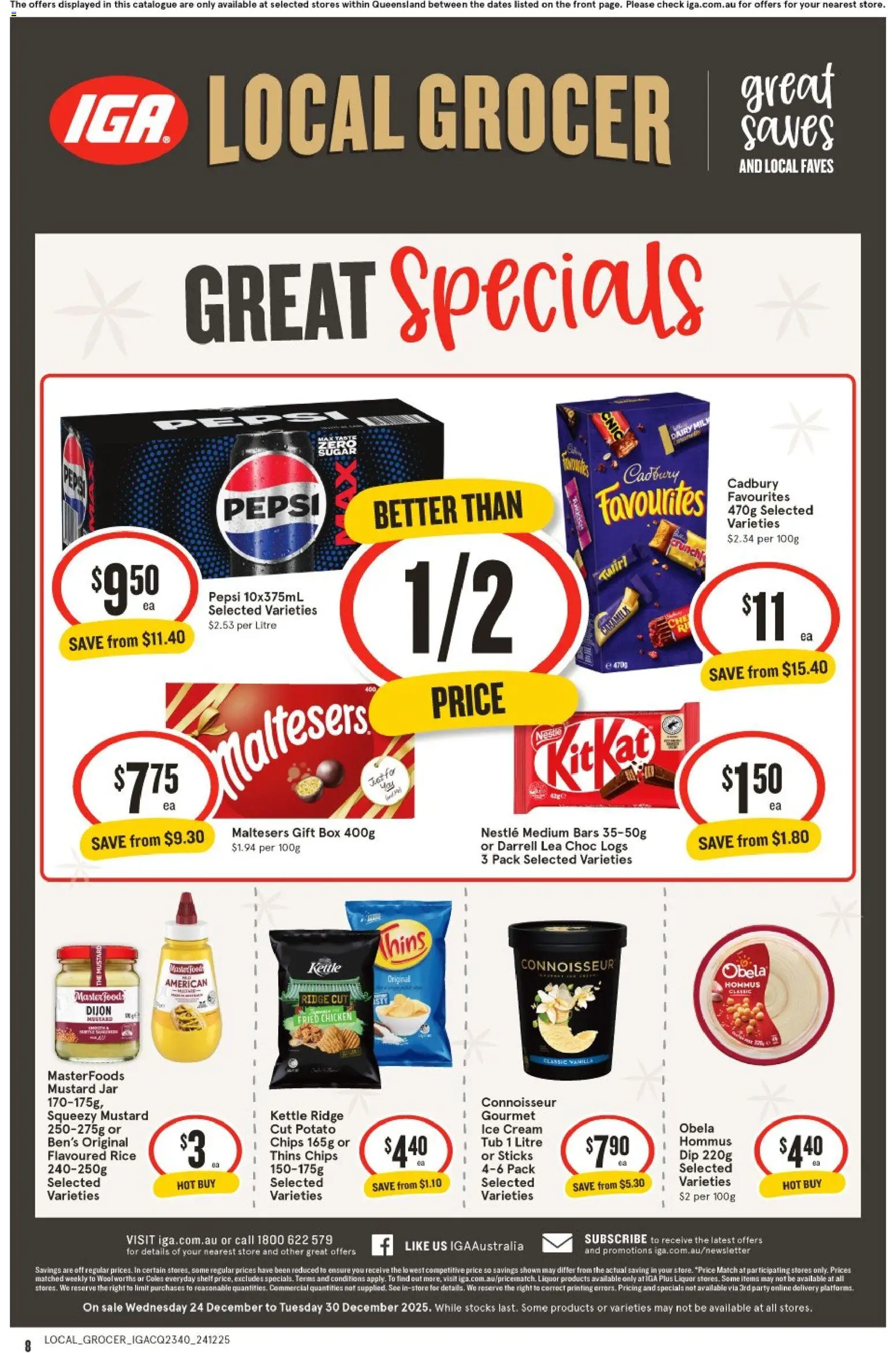 IGA catalogue - valid from 24.12.2025 | Page: 8 | Products: Rice, Mustard, Pepsi, Chips