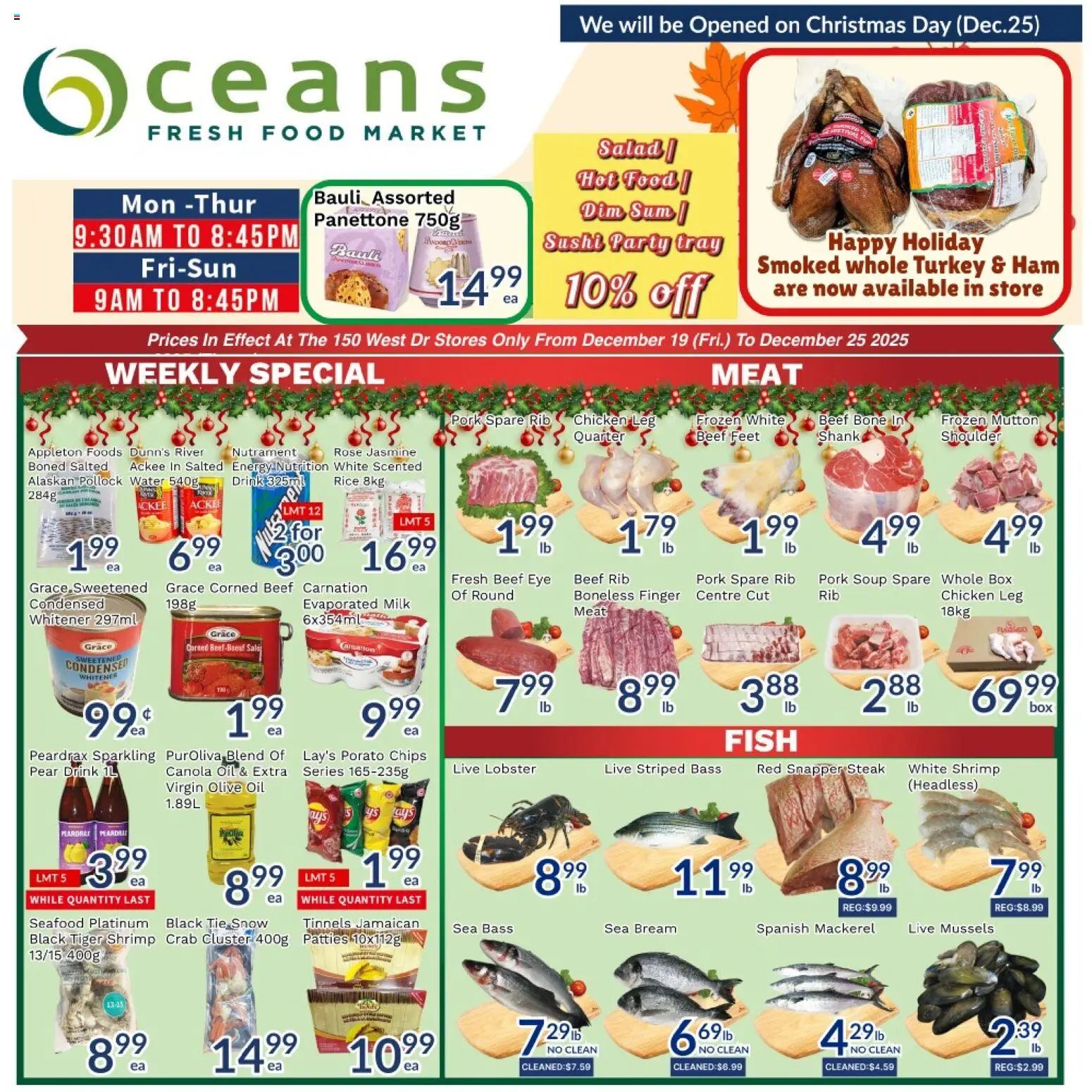 Oceans flyer valid from 19.12.2025 | Page: 1 | Products: Beef, Chips, Chicken, Pork
