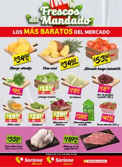 Vista previa de Soriana Frescos del Mandado Mercado: BC Sur, Sonora y Sinaloa, nuevo folleto de la tienda, válido en México a partir del 14.04.2026