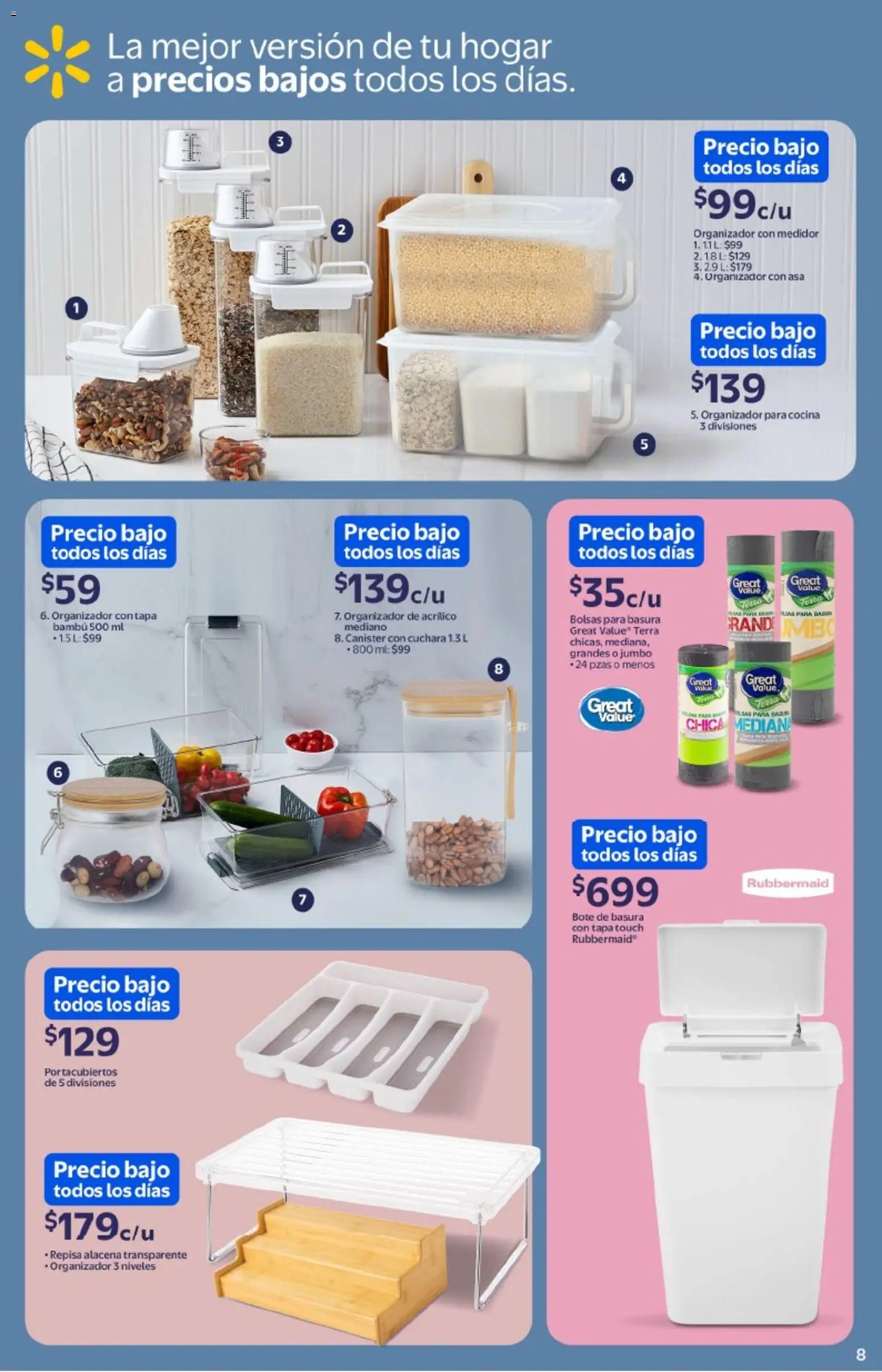 Nuevas ofertas de Walmart válidas en toda la República Mexicana desde el 26.12.2025. ¡Encuentra las mejores ofertas en Walmart catálogo La paz de un hogar limpio y ordenado ! | Página: 8 | Productos: Repisa, Organizador, Cocina, Alacena