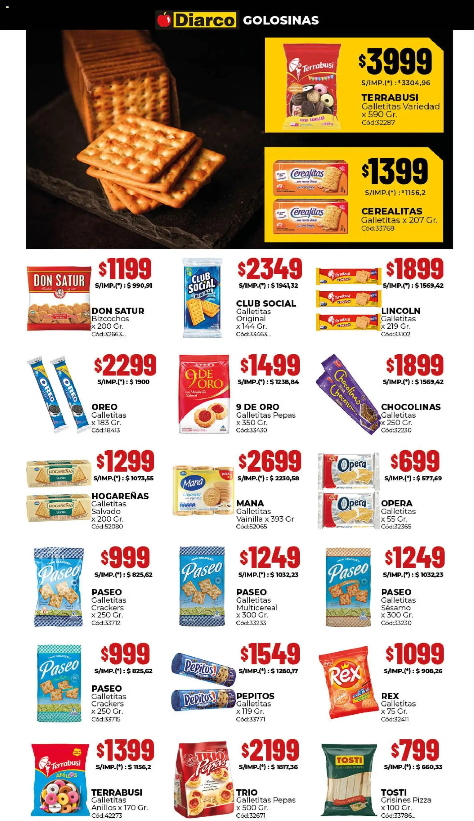Diarco - Ofertas Sur │ válido desde el 20.04.2026 | Página: 5 | Productos: Galletitas, Pizza, Golosinas, Bizcochos