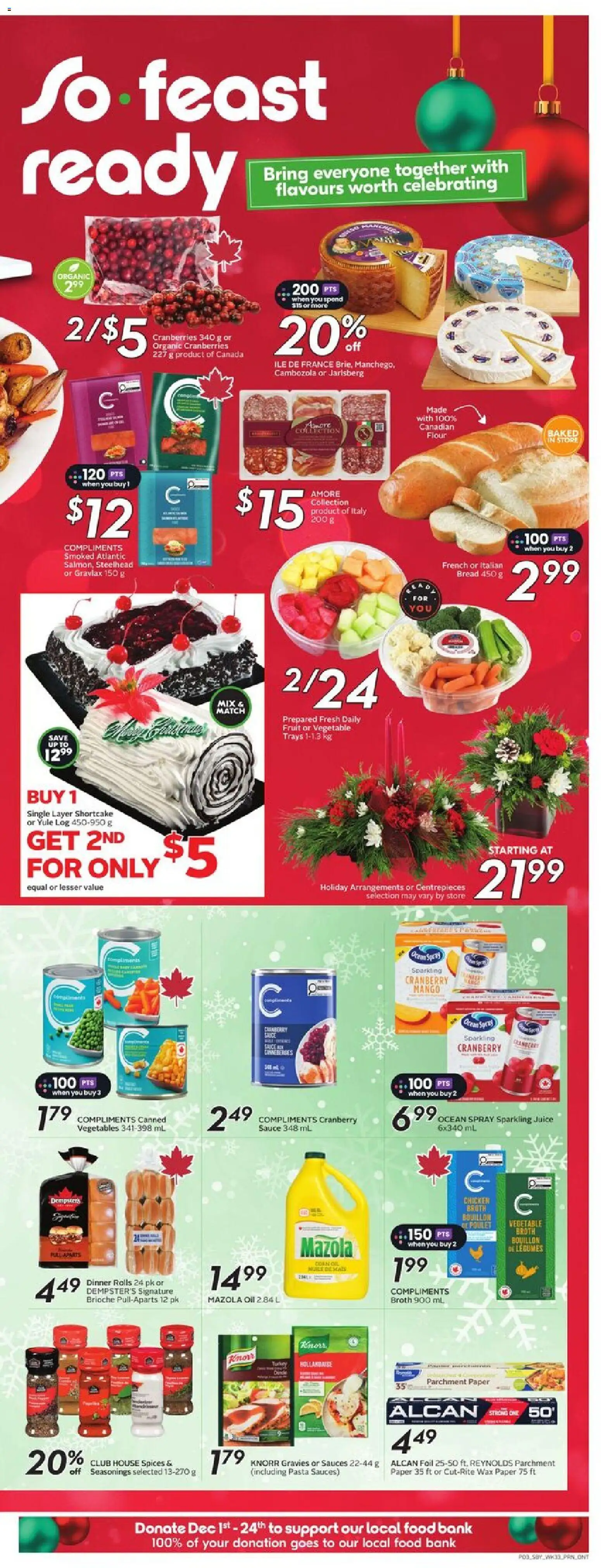 Sobeys flyer valid from 11.12.2025 | Page: 6 | Products: Pasta, Oil, Juice, Chicken
