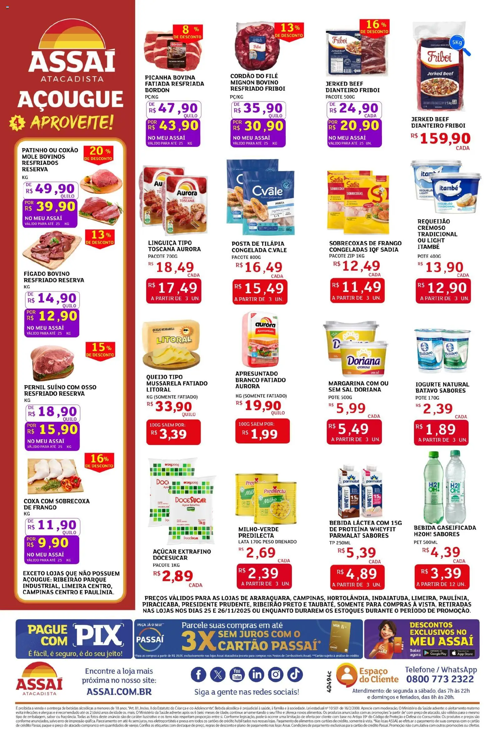 Assaí Atacadista Folheto - válido de 25.11.2025 | Página: 2 | Produtos: Picanha, Frango, Requeijão, Mussarela