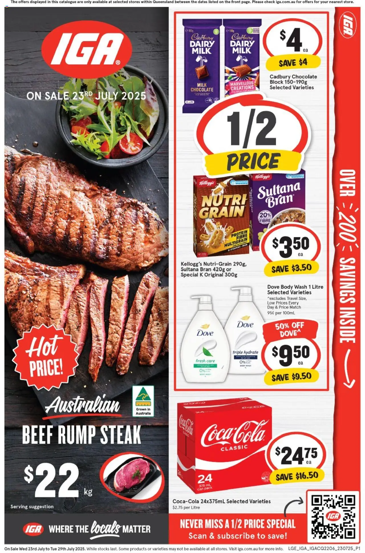 IGA catalogue - valid from 23.07.2025 | Page: 1 | Products: Dairy, Chocolate, Beef, Steak