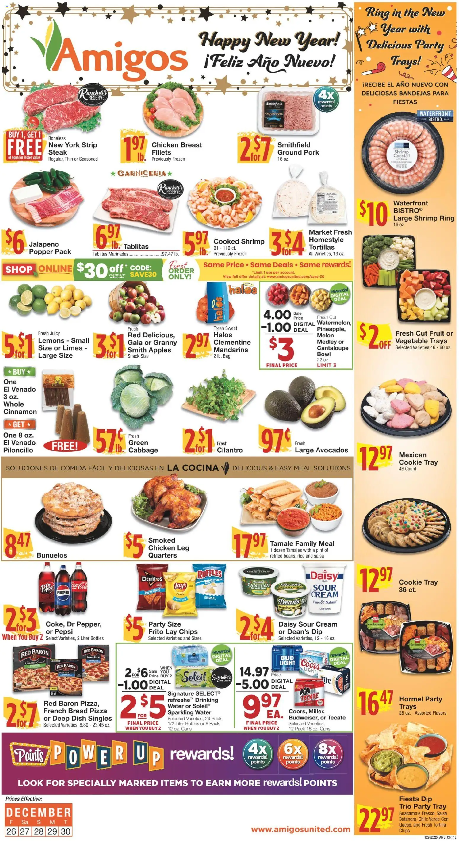 United Supermarkets Ad - valid from 26.12.2025 | Page: 1 | Products: Pizza, Rice, Water, Cabbage