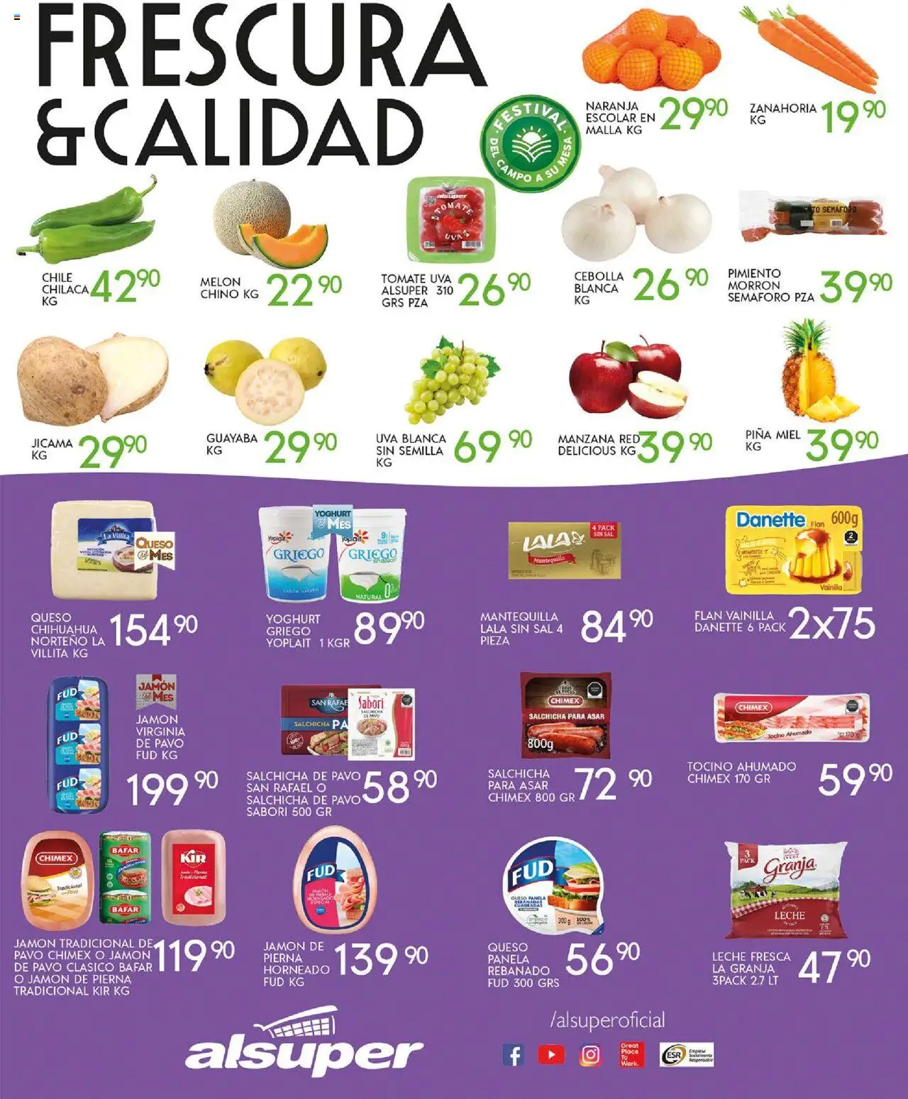 Nuevas ofertas de Alsuper válidas en toda la República Mexicana desde el 03.10.2025. ¡Encuentra las mejores ofertas en Alsuper - Folleto Zacatecas! | Página: 3 | Productos: Queso, Jamón, Malla, Zanahoria