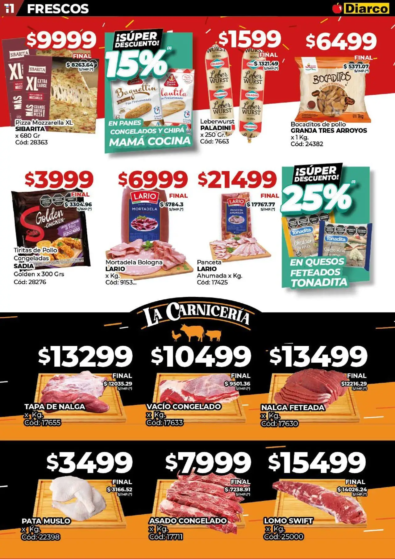 Diarco ofertas │ válido desde el 18.08.2025 | Página: 11 | Productos: Pollo, Mortadela, Panceta, Queso