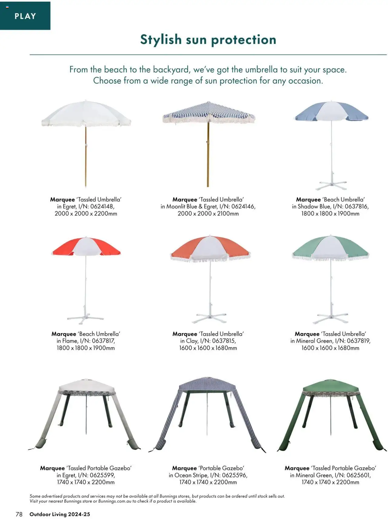Bunnings Warehouse catalogue - valid from 03.09.2024 | Page: 78 | Products: Suit, Umbrella, Portable, Sun protection