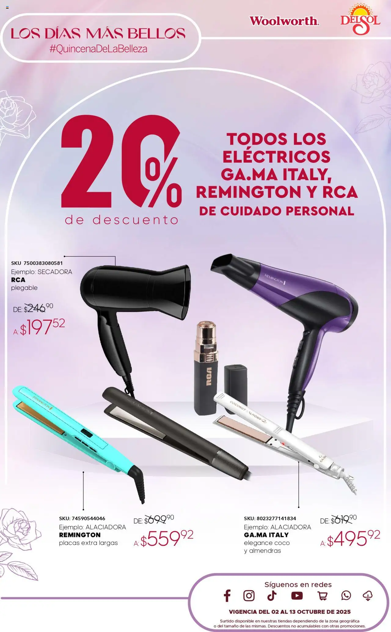 Nuevas ofertas de Del Sol y Woolworth válidas en toda la República Mexicana desde el 02.10.2025. ¡Encuentra las mejores ofertas en Del Sol y Woolworth - Catálogo Quincena de la Belleza Octubre! | Página: 39 | Productos: Almendras, Secadora