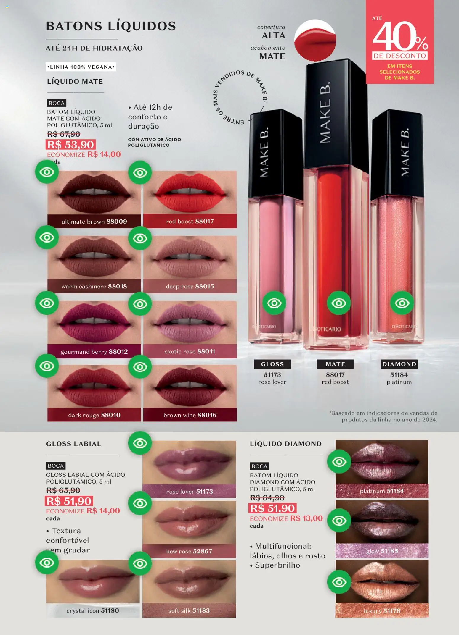 O Boticário Folheto - válido de 26.12.2025 | Página: 129 | Produtos: Batom, Gloss labial, Multifuncional