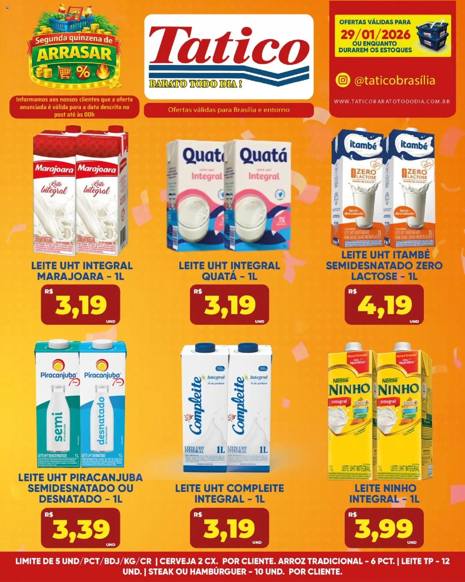 Tatico Folheto - válido de 29.01.2026 | Página: 6 | Produtos: Leite, Cerveja, Arroz, Hambúrguer