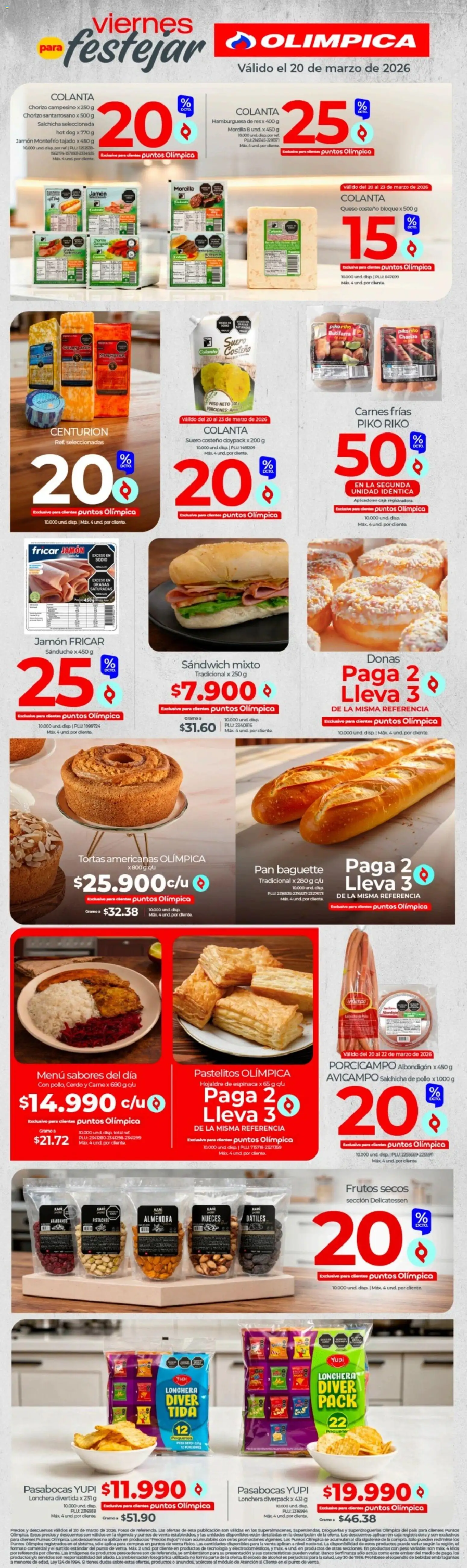 Olímpica revista - valida desde el 20.03.2026 | Página: 2 | Productos: Almendra, Banco, Suero costeño, Queso