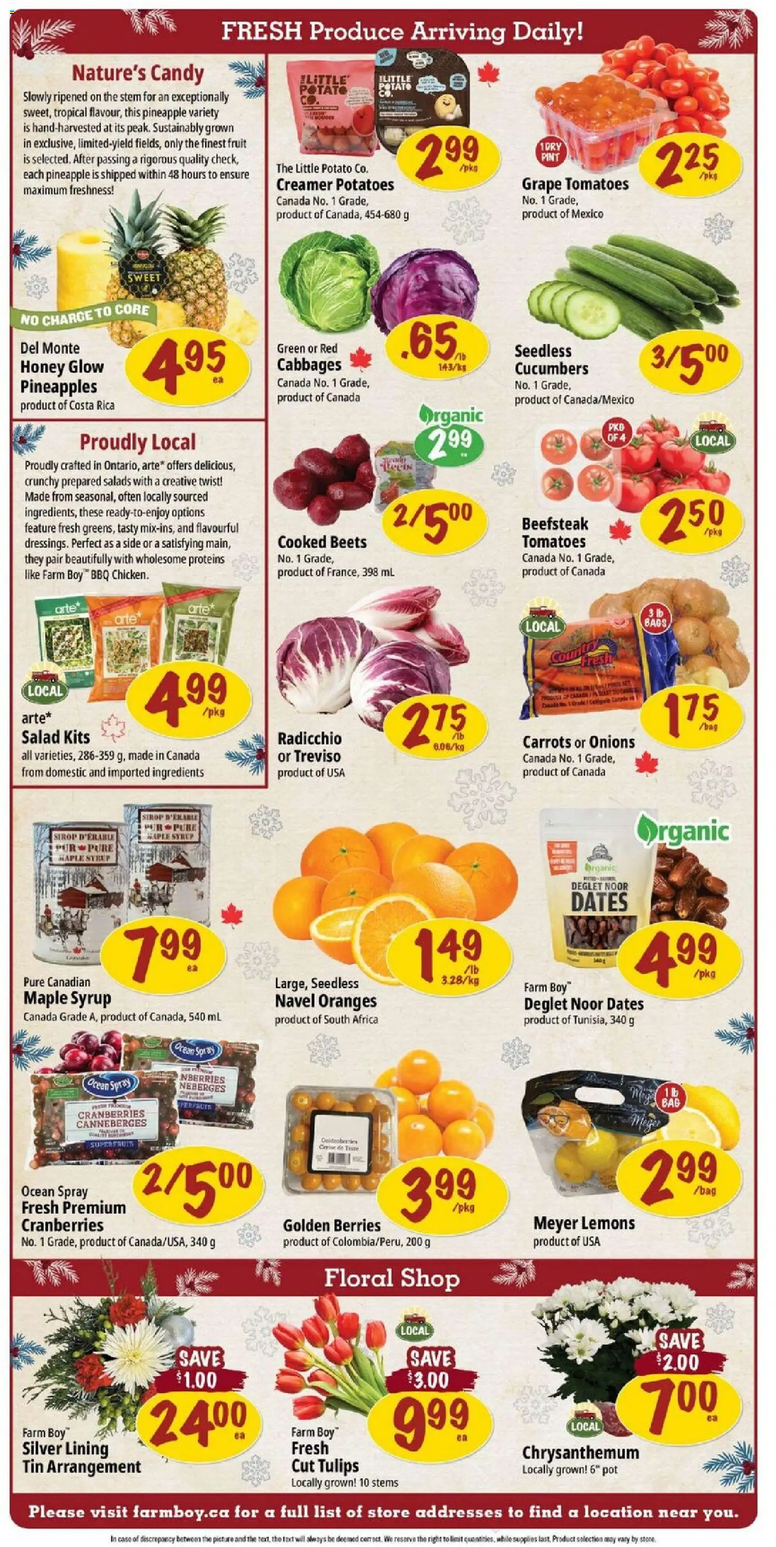 Farm Boy flyer valid from 18.12.2025 | Page: 4 | Products: Cucumbers, Salad, Potatoes, Tomatoes