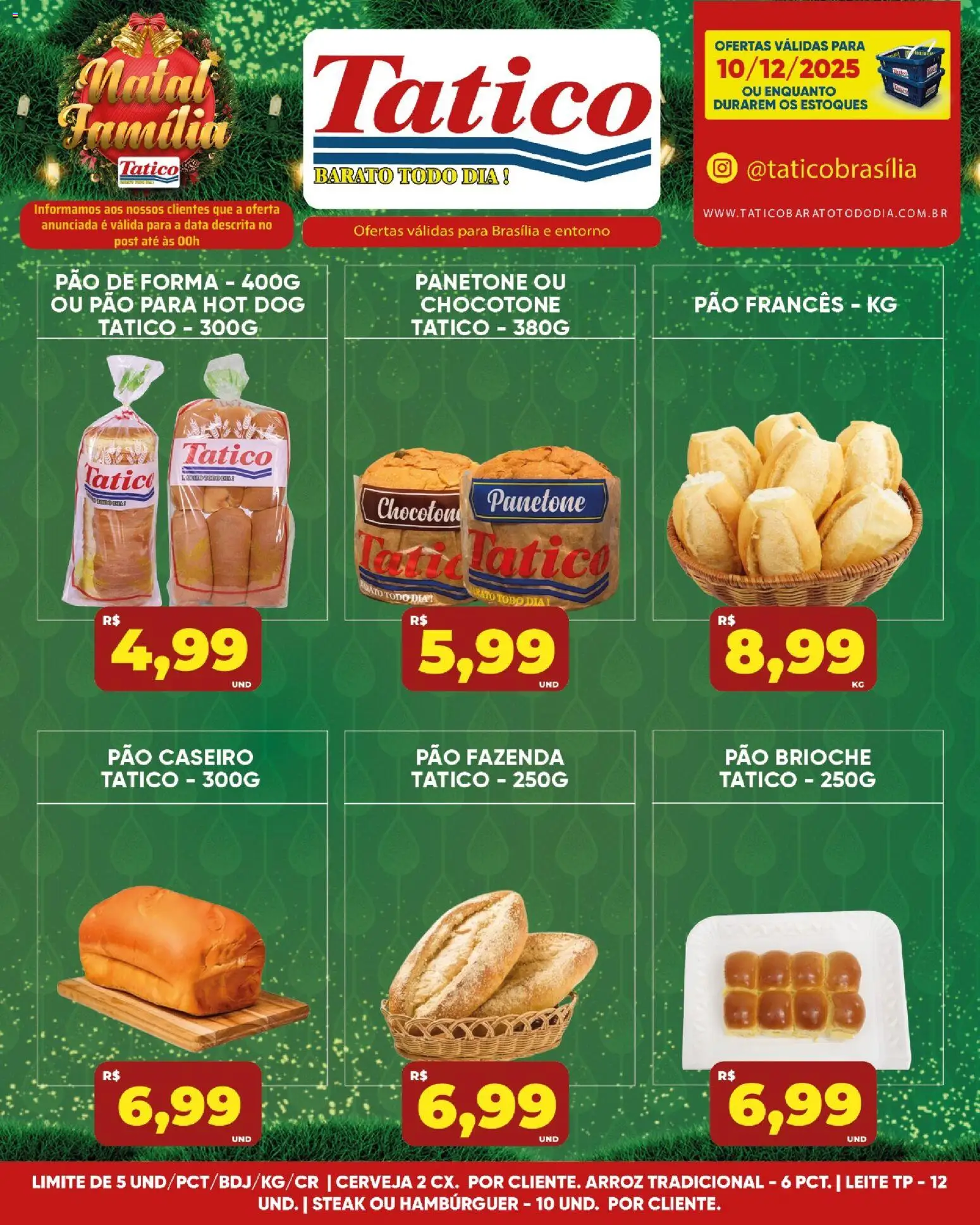 Tatico Folheto - válido de 10.12.2025 | Página: 10 | Produtos: Leite, Cerveja, Pão francês, Chocotone