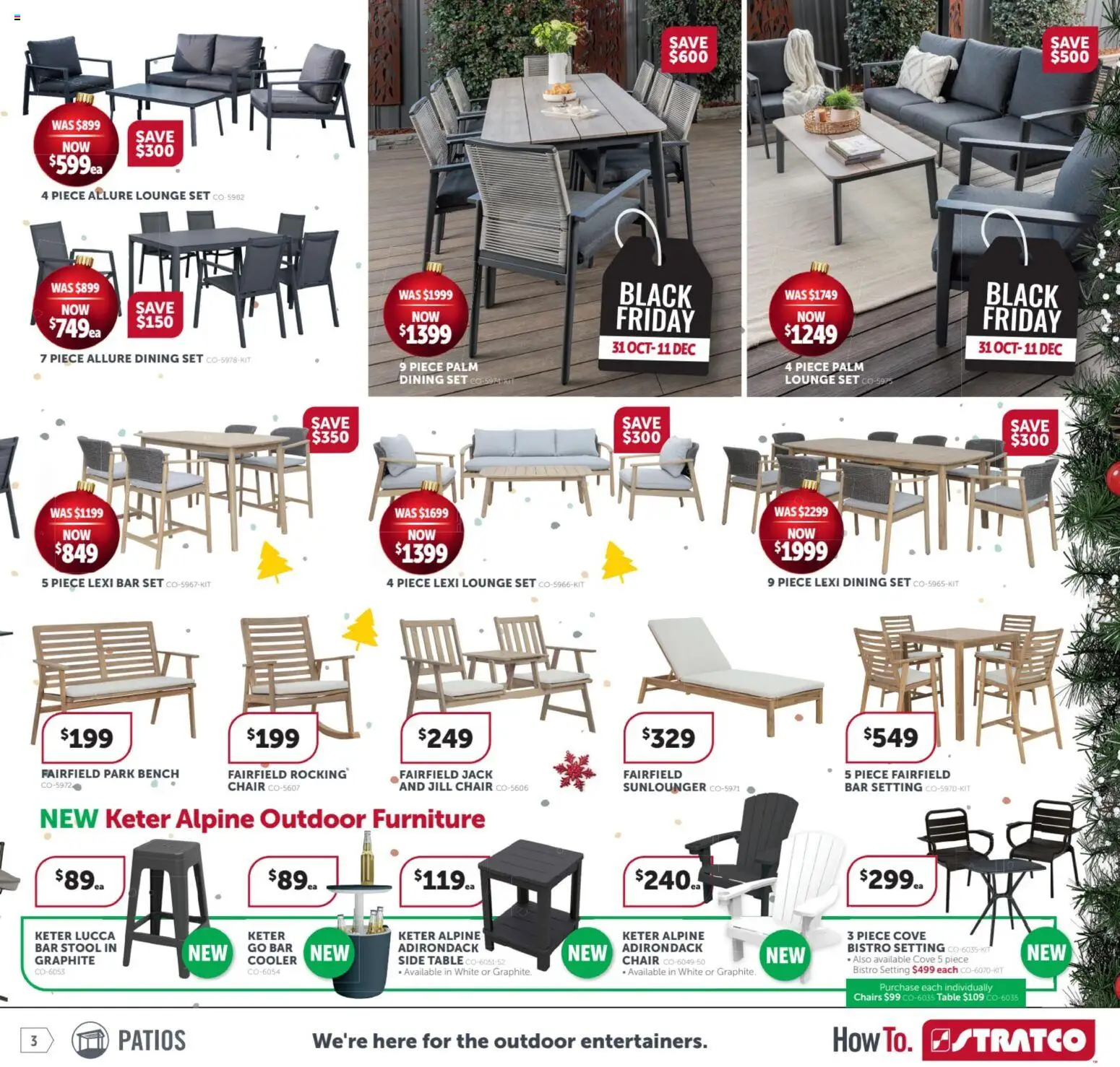 Stratco catalogue - valid from 31.10.2025 | Page: 3 | Products: Table, Chair, Stool, Outdoor furniture