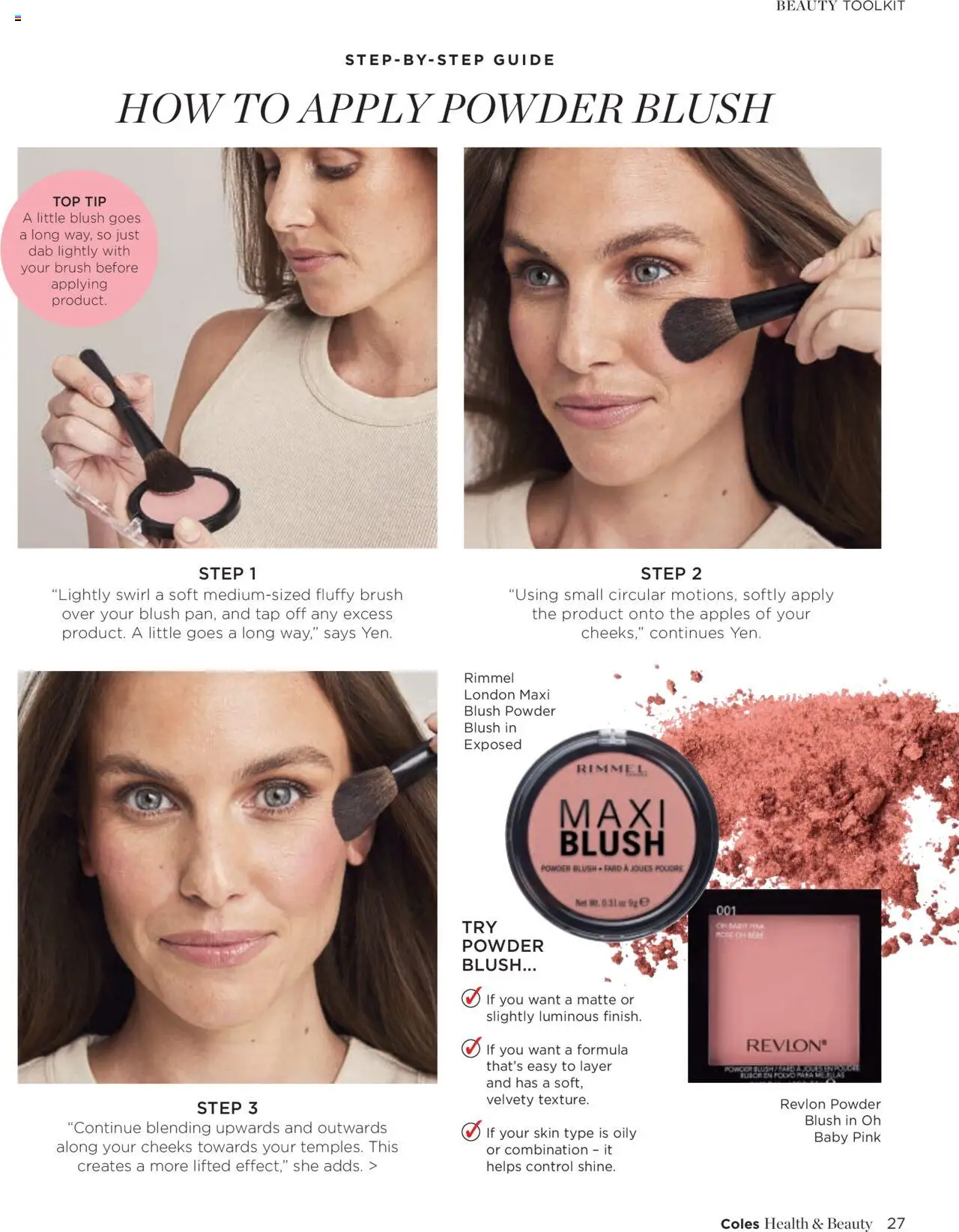 Coles catalogue - valid from 07.04.2025 | Page: 27 | Products: Powder, Blush, Brush, Tap