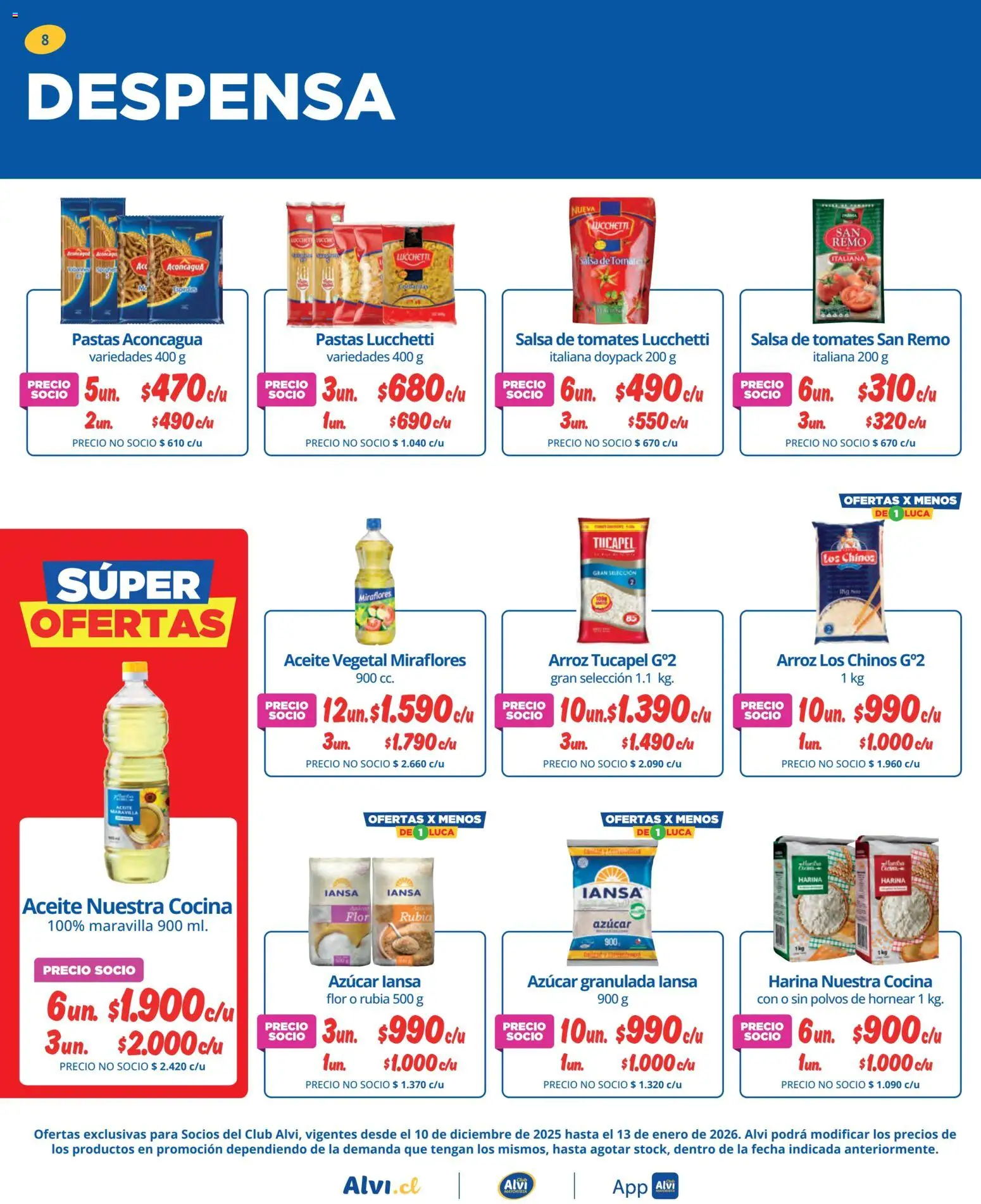 Alvi catálogo │ válido desde el 10.12.2025 | Página: 8 | Productos: Tomates, Harina, Arroz, Aceite
