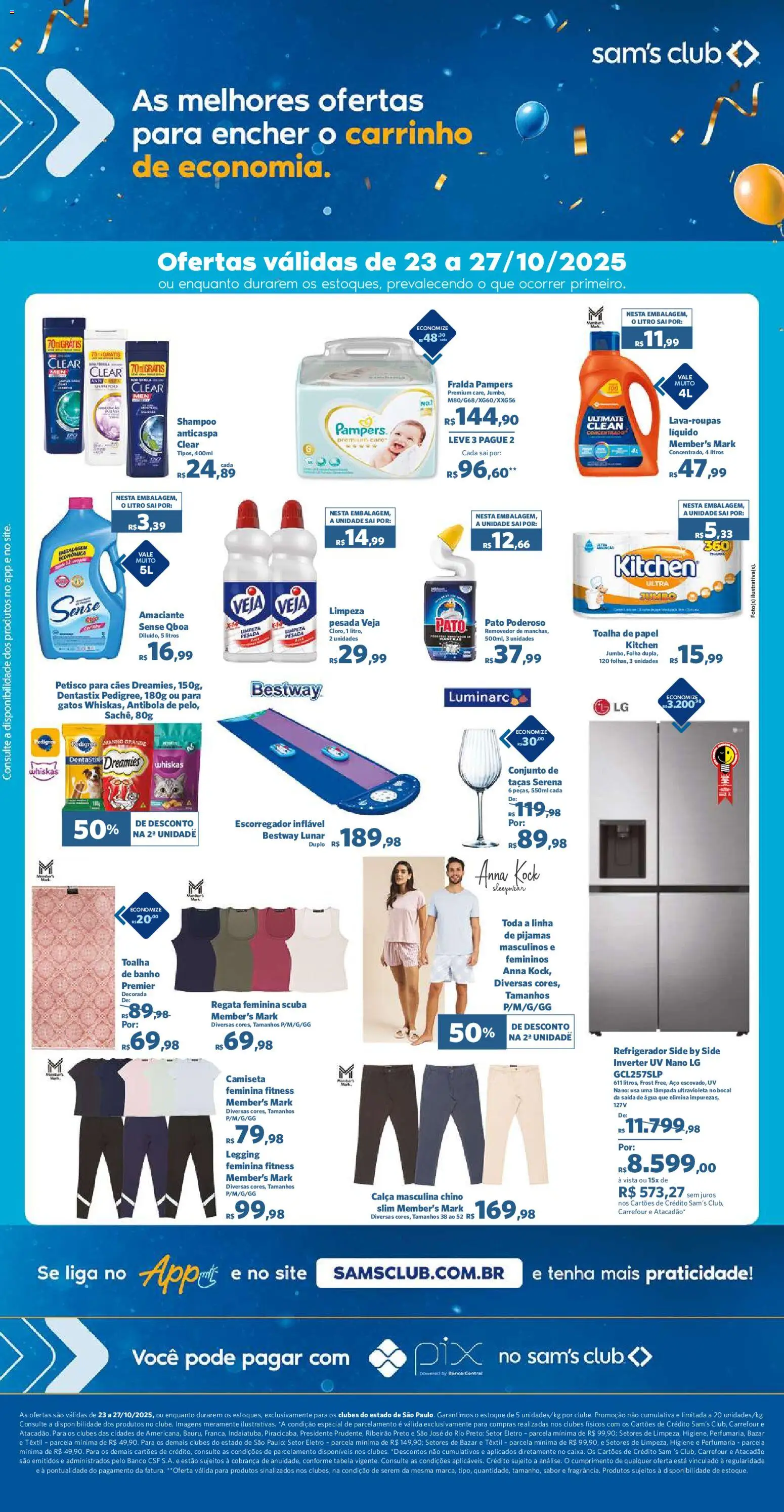 Sam's Club Folheto - válido de 23.10.2025 | Página: 3 | Produtos: Shampoo, Pampers, Carrinho, Calça