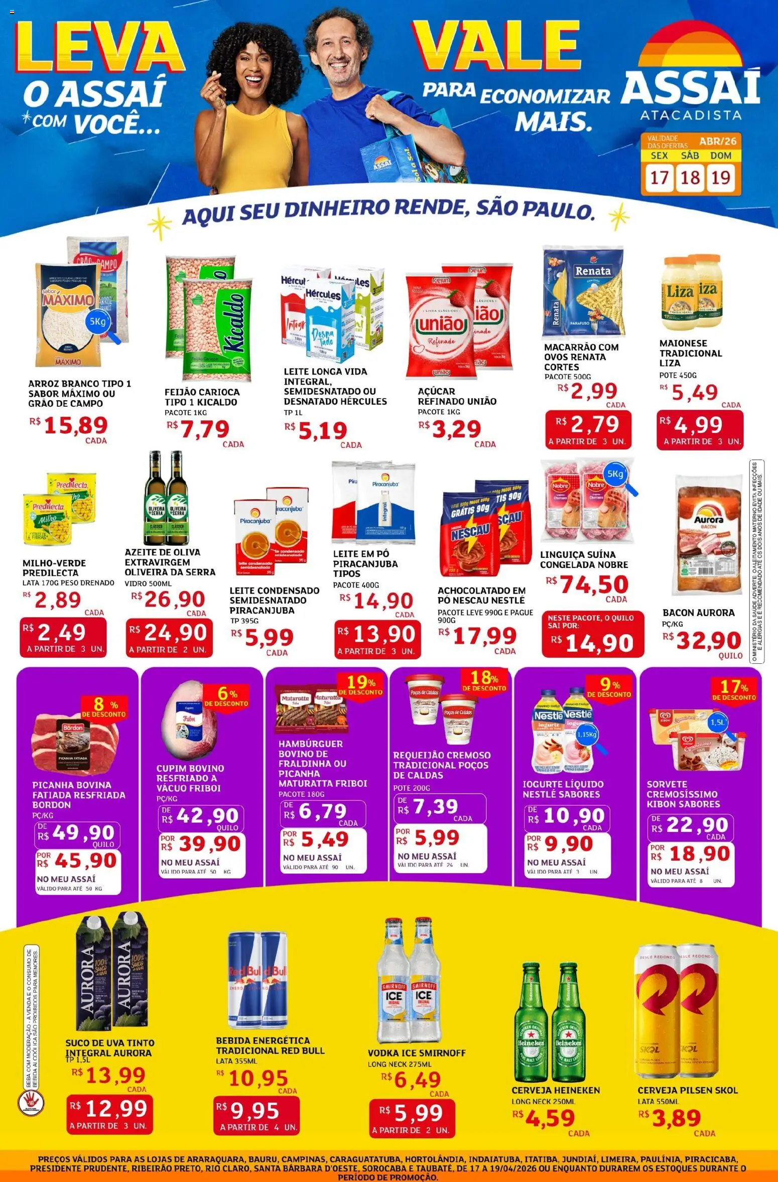 Assaí Atacadista Folheto - válido de 17.04.2026 | Página: 1 | Produtos: Achocolatado, Iogurte, Suco, Vodka