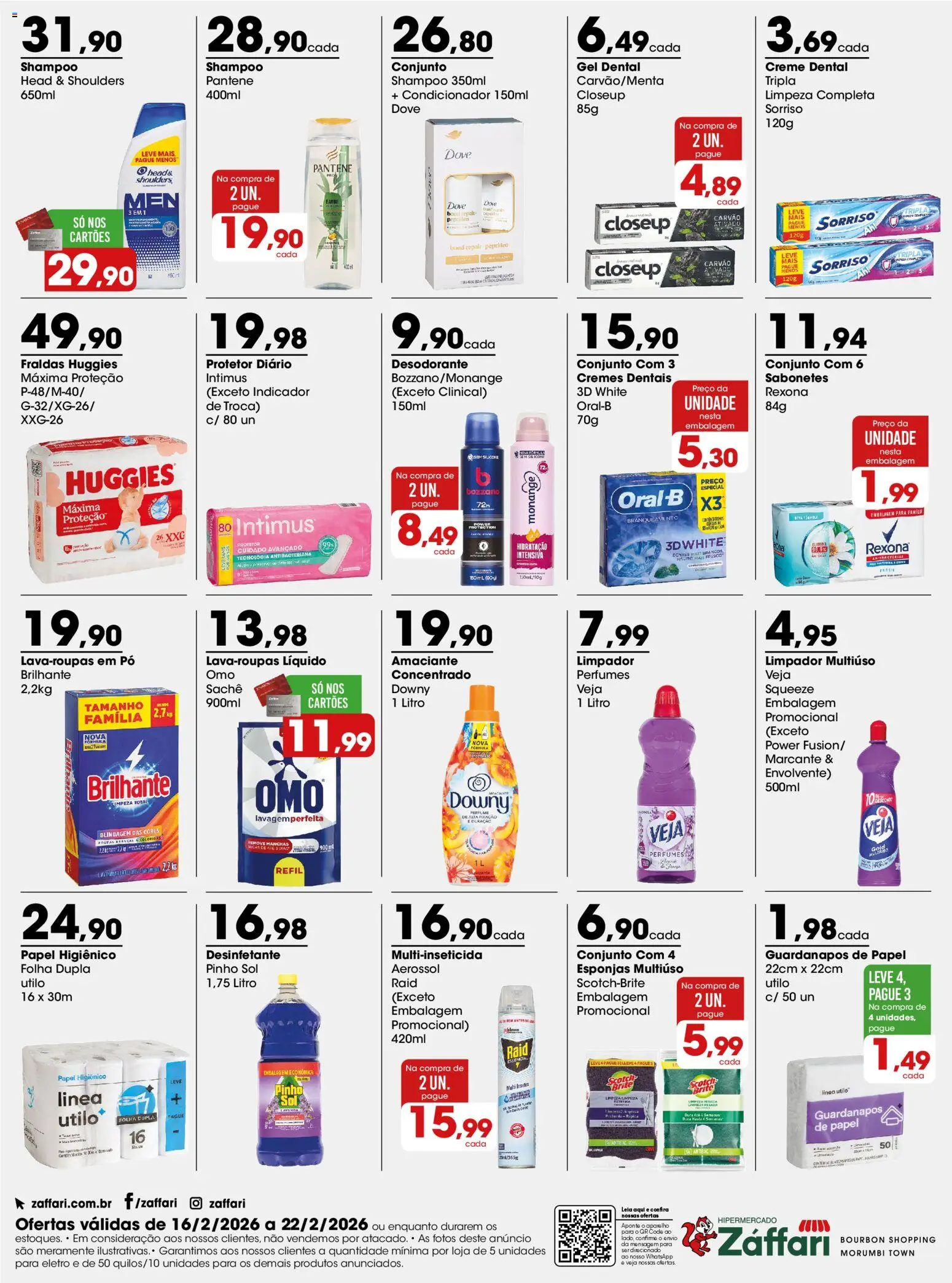 Zaffari Folheto - válido de 16.02.2026 | Página: 4 | Produtos: Pó, Perfumes, Fraldas, Amaciante