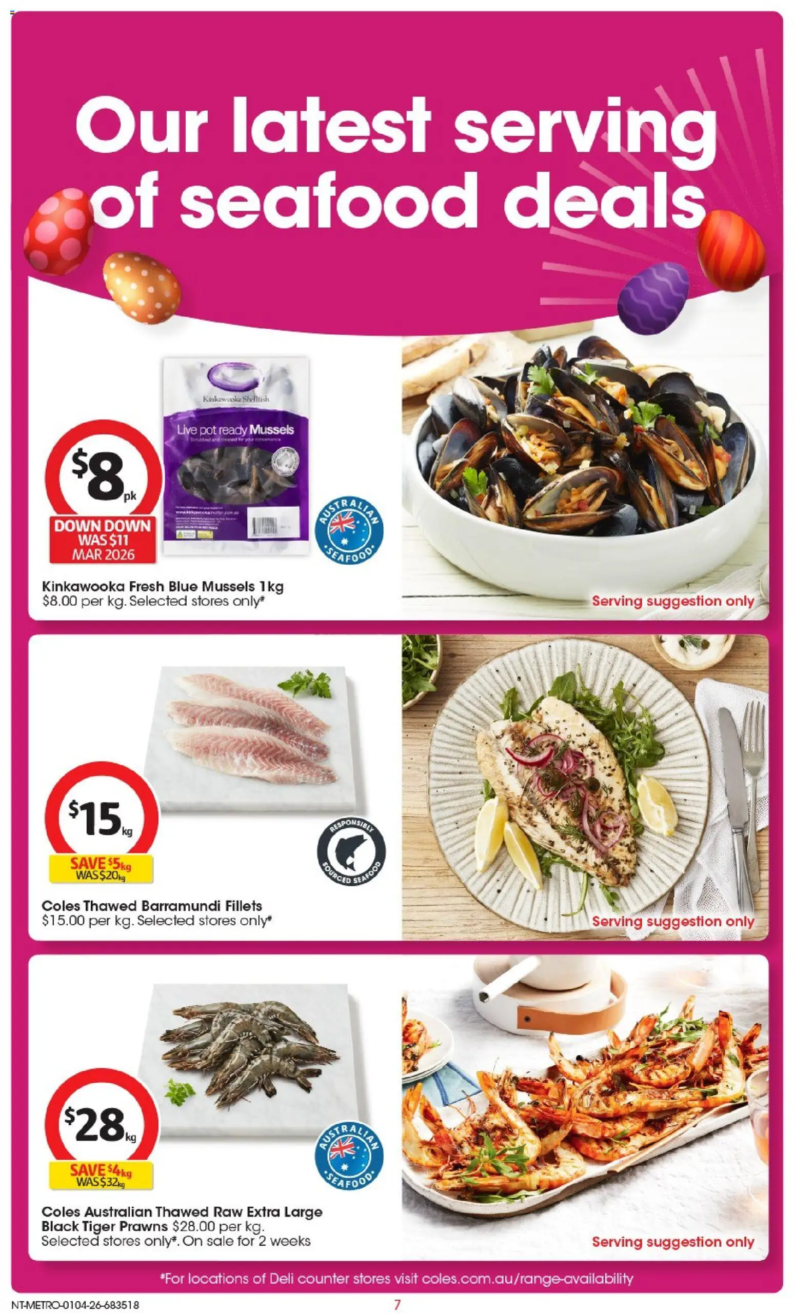 Coles catalogue - valid from 01.04.2026 | Page: 7 | Products: Pot, Prawns, Seafood