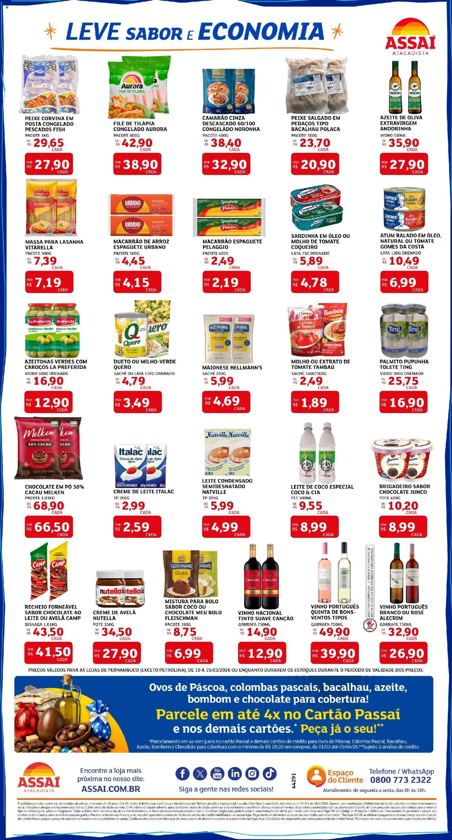 Assaí Atacadista Folheto - válido de 10.03.2026 | Página: 2 | Produtos: Palmito, Óleo, Vinho, Creme de leite