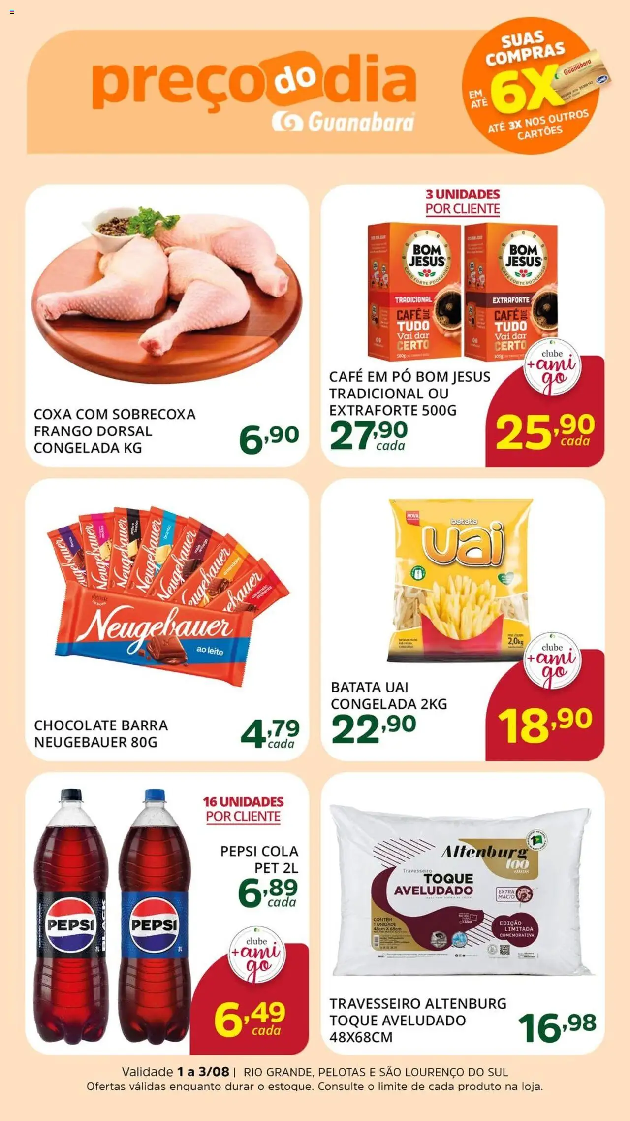 Supermercado Guanabara Folheto - válido de 01.08.2025 | Página: 3 | Produtos: Amendoim, Leite, Chocolate, Batata