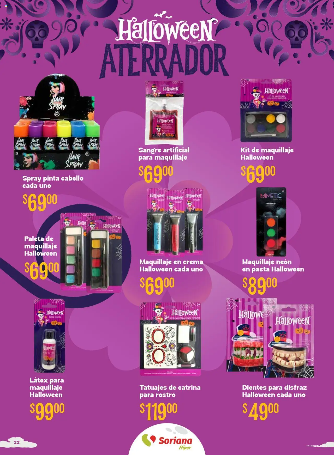 Nuevas ofertas de Soriana válidas en toda la República Mexicana desde el 25.09.2025. ¡Encuentra las mejores ofertas en Soriana - Halloween y Día de Muertos Híper Nacional! | Página: 22 | Productos: Paleta, Crema, Pasta, Maquillaje